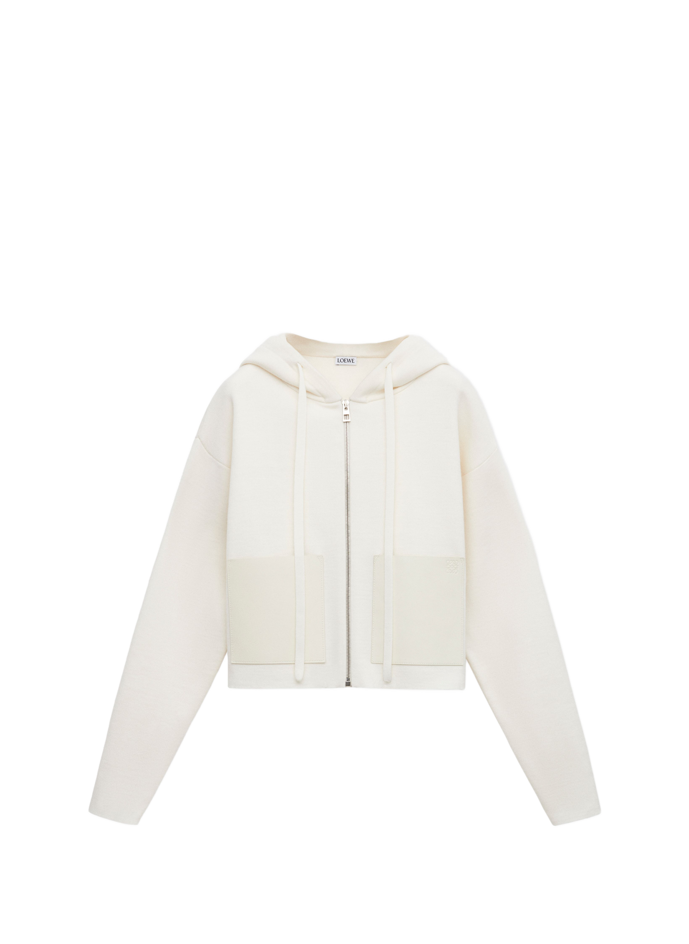 Zip-up wool hooded sweatshirt LOEWE White