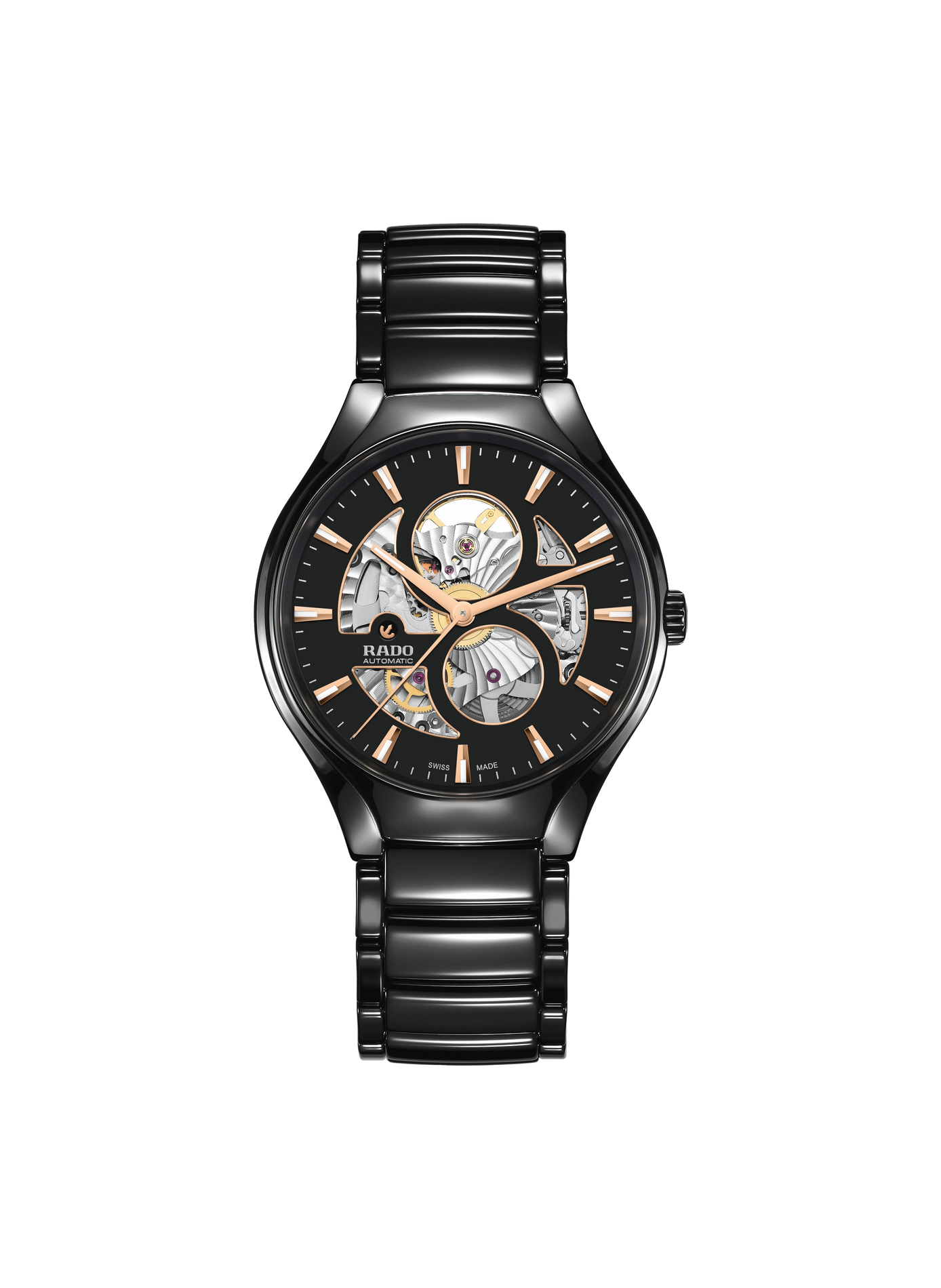 Montre automatique True Round Open Heart en céramique RADO Noir