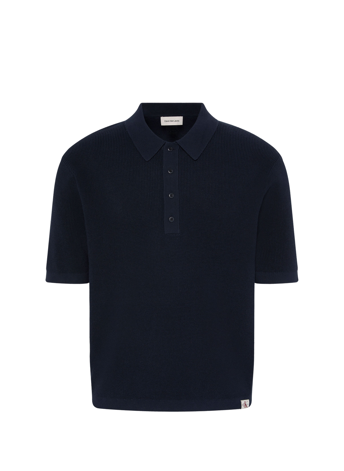Geripptes Poloshirt mit kurzen Ärmeln aus Baumwolle  Dark sapphire