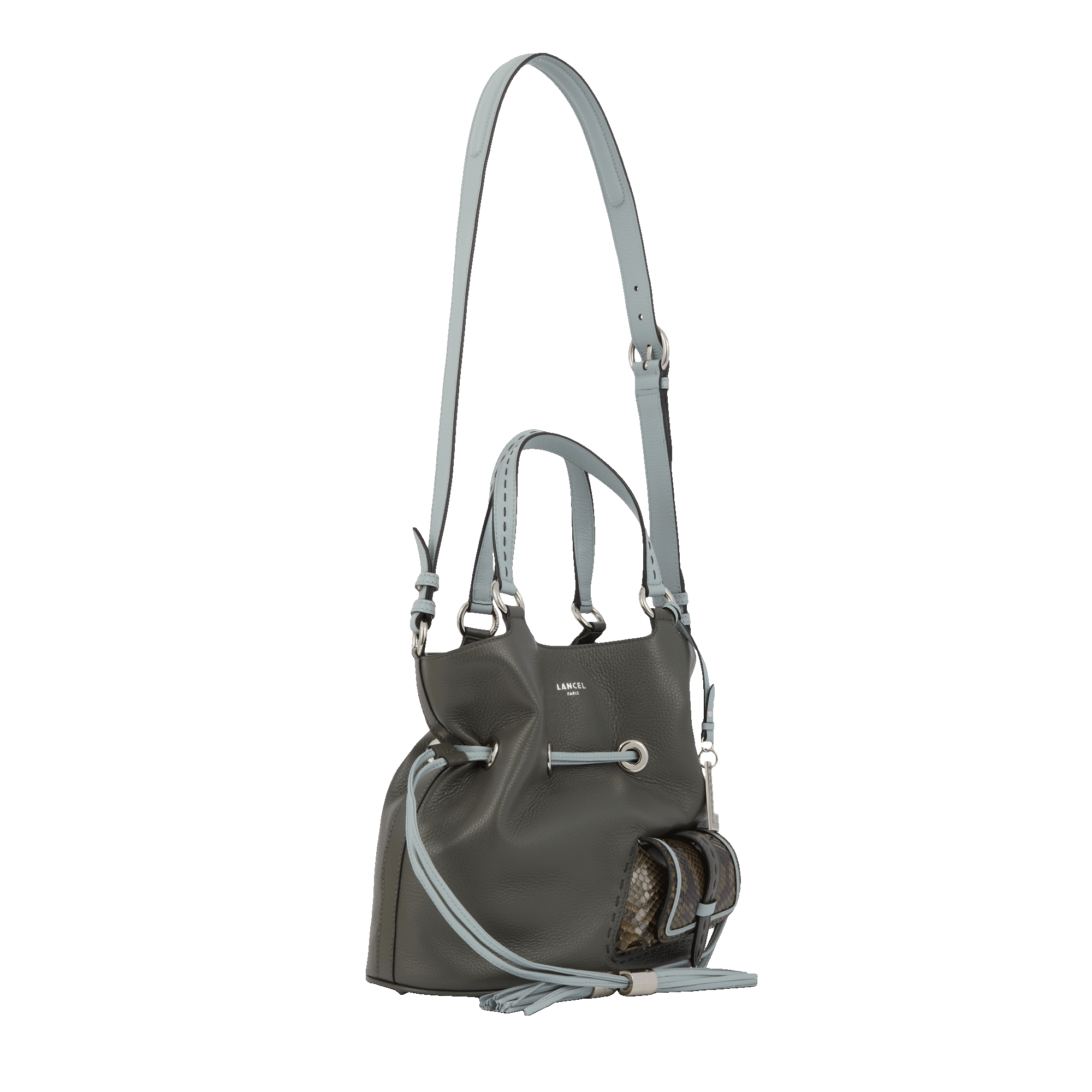 Handtas "Premier Flirt" van Lancel in kalfsleer met graanstructuur & python LANCEL Grijs