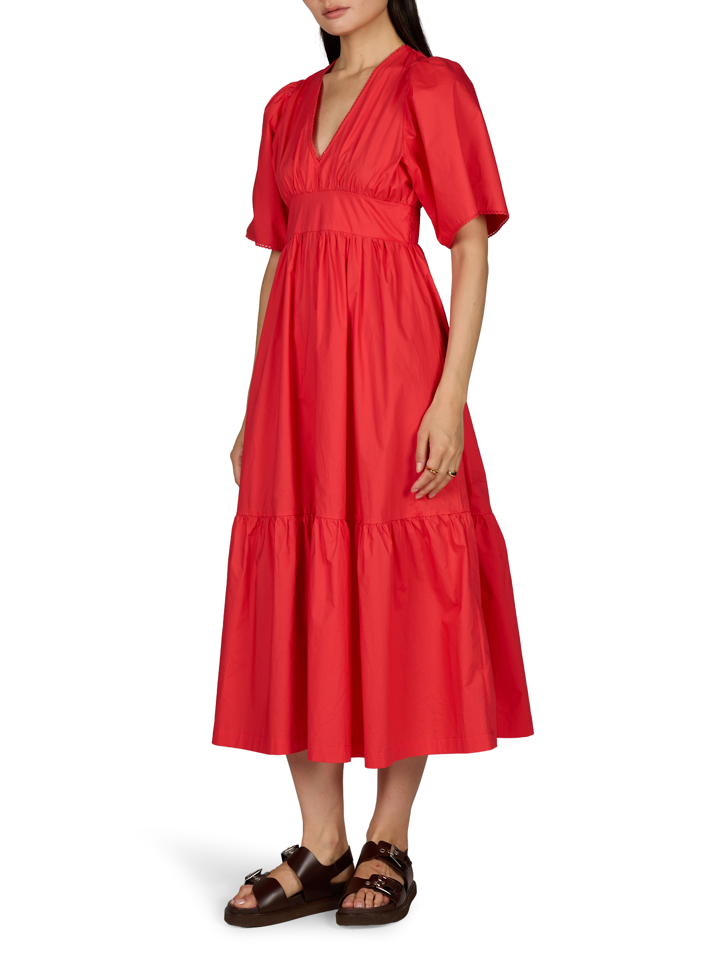 Kleid Camila mit kurzen Ärmeln aus Baumwolle GARANCE Rot