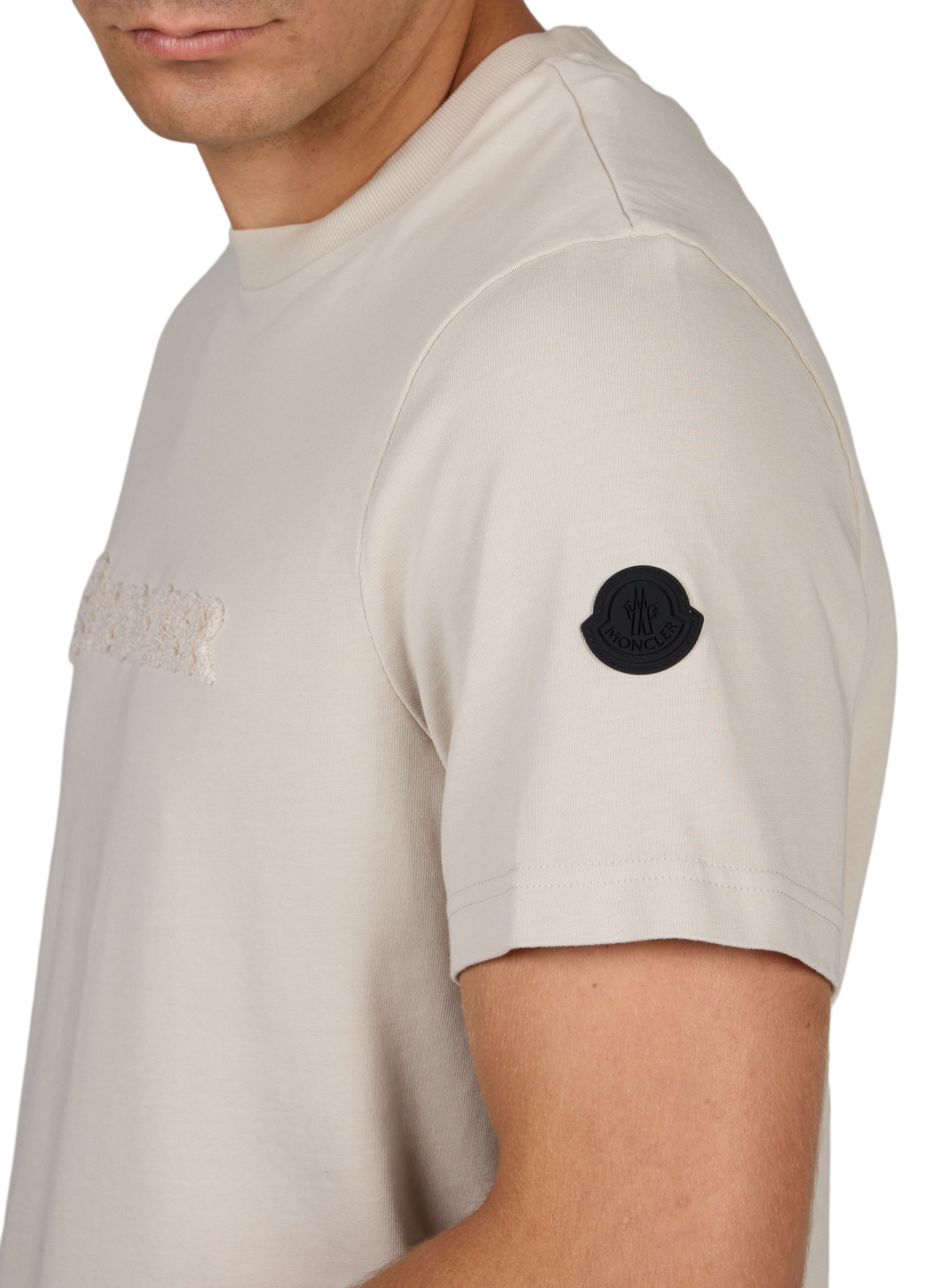 T-shirt met merk in katoenen badstof MONCLER Beige