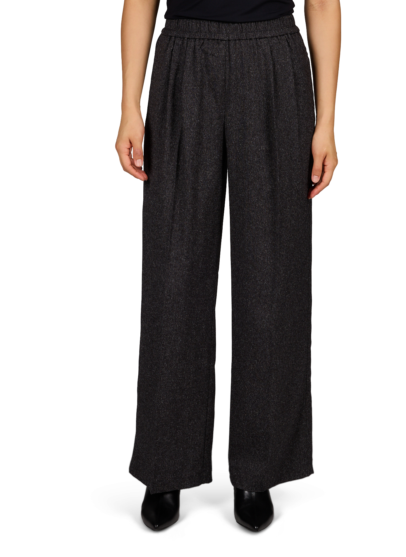 Breite Hose mit mittlerer Taille OBJECT Schwarz
