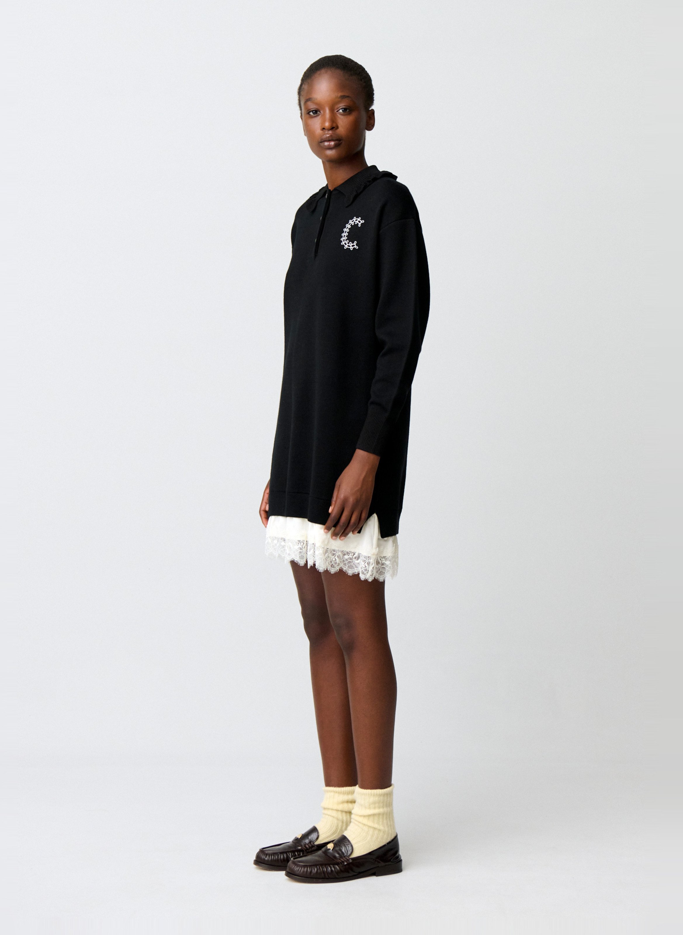 Robe courte col polo en laine mélangée CLAUDIE PIERLOT Multicolore