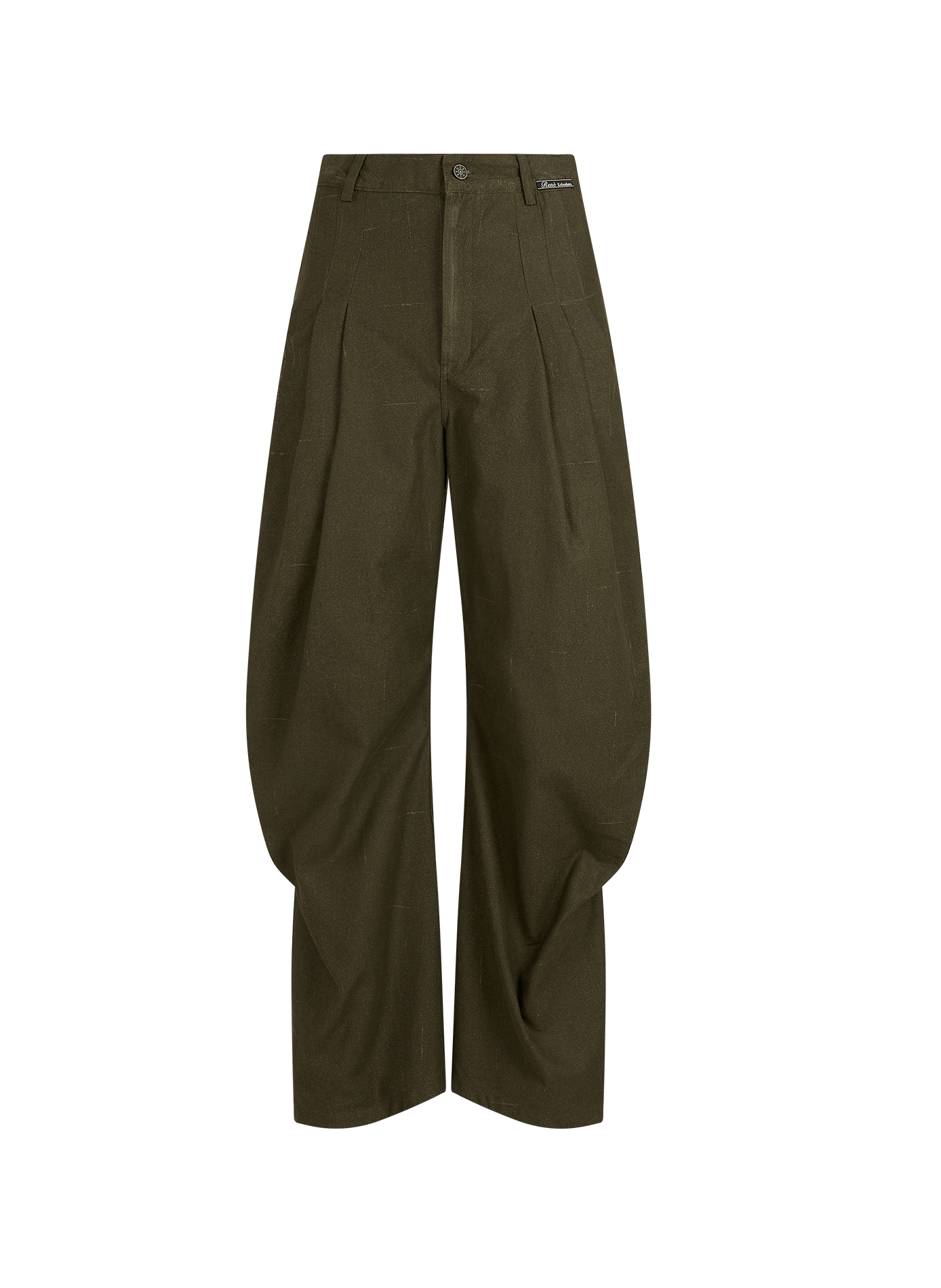 Plain wide-leg trousers with gathers RENÈ Green