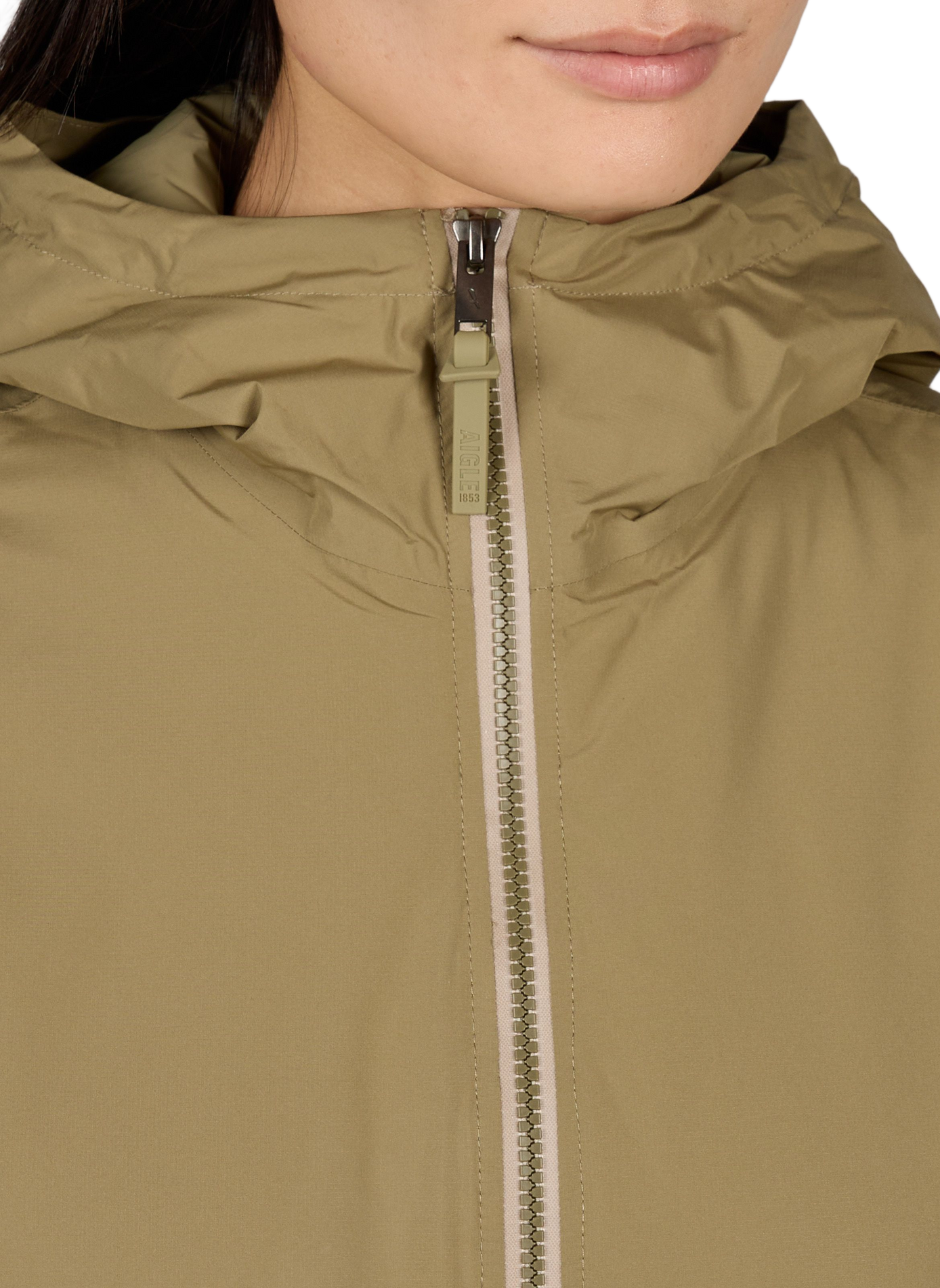 Mid-length hooded jacket AIGLE Khaki