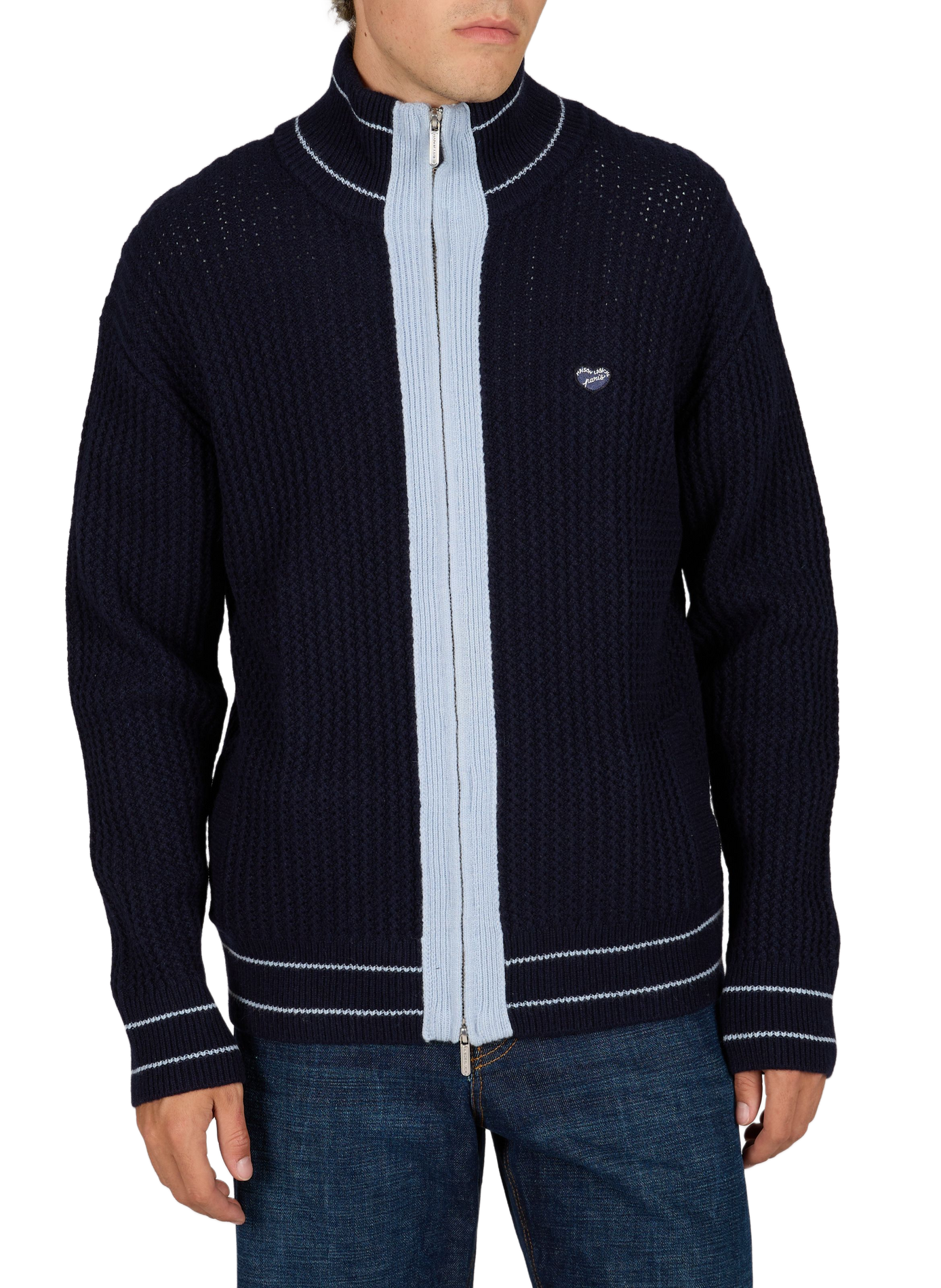 Zip-up high-neck wool vest MAISON LABICHE Blue