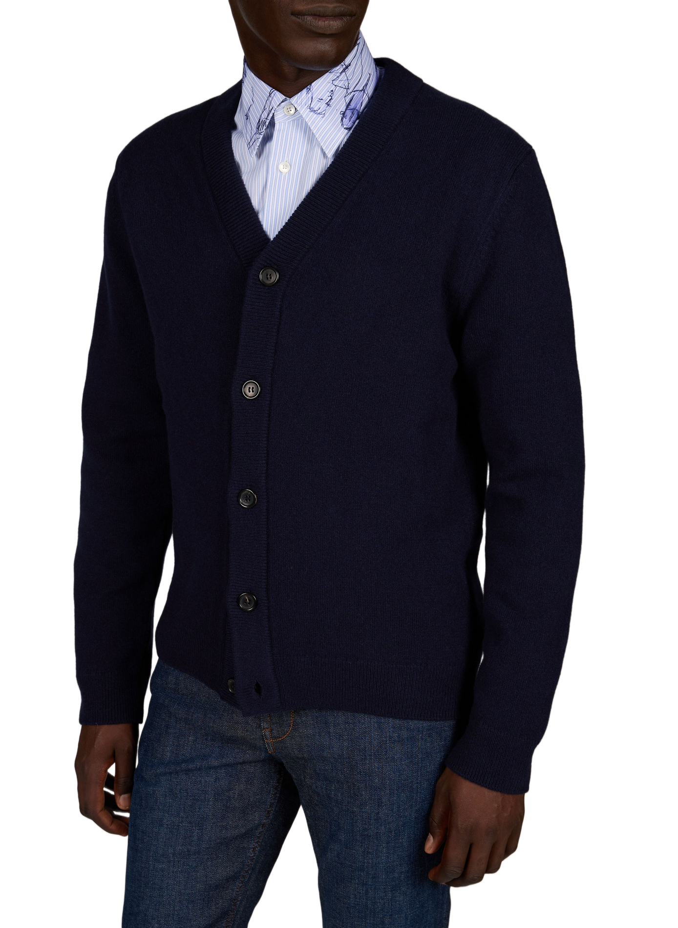 Straight-cut merino wool cardigan PAUL SMITH Blue
