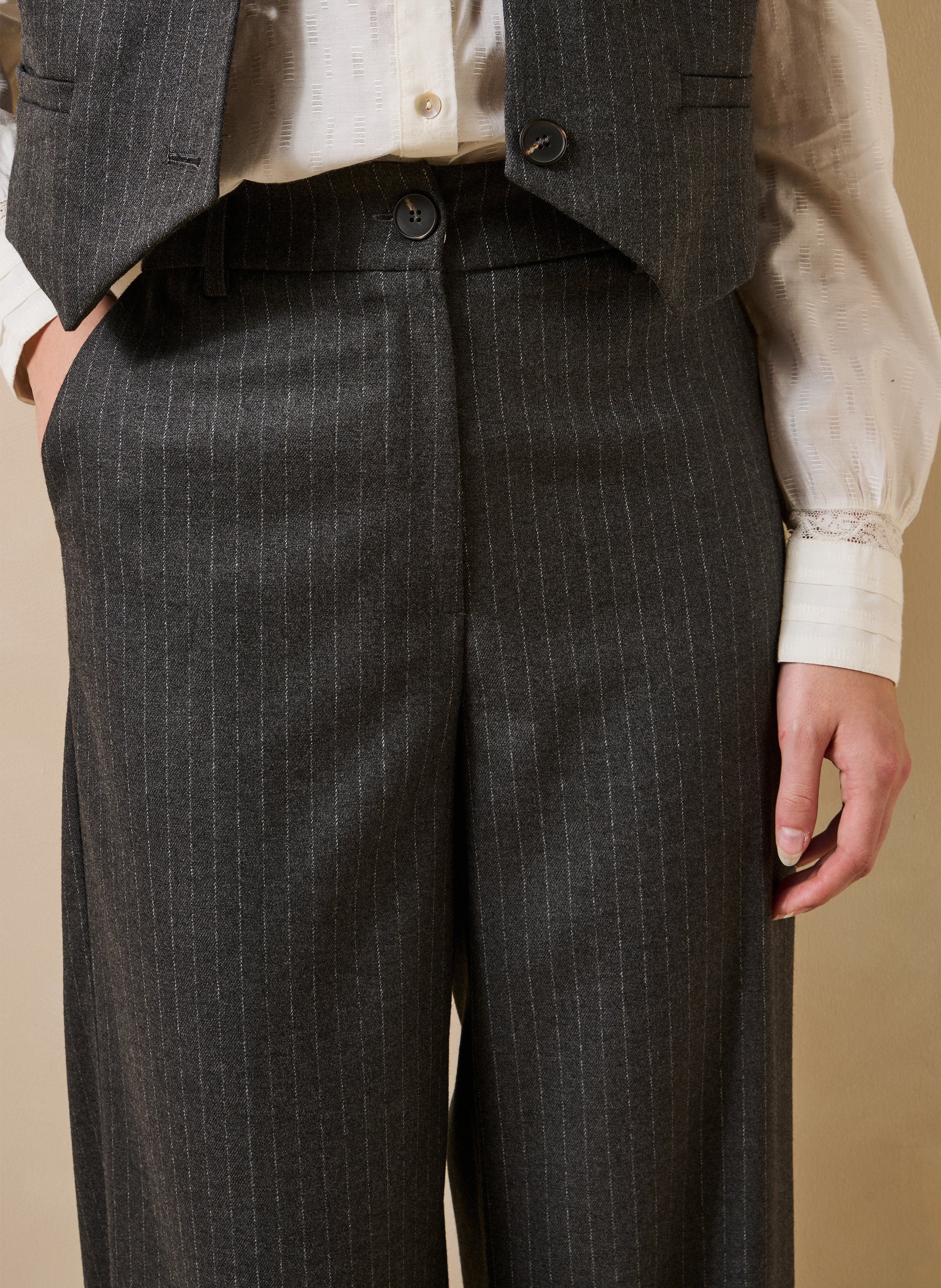 Wijde broek met strepen LA FEE MARABOUTEE Grijs