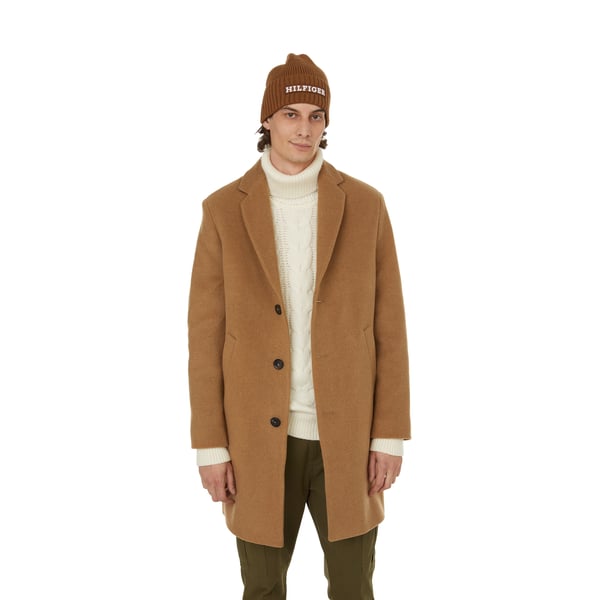 Manteau droit en laine mélangée