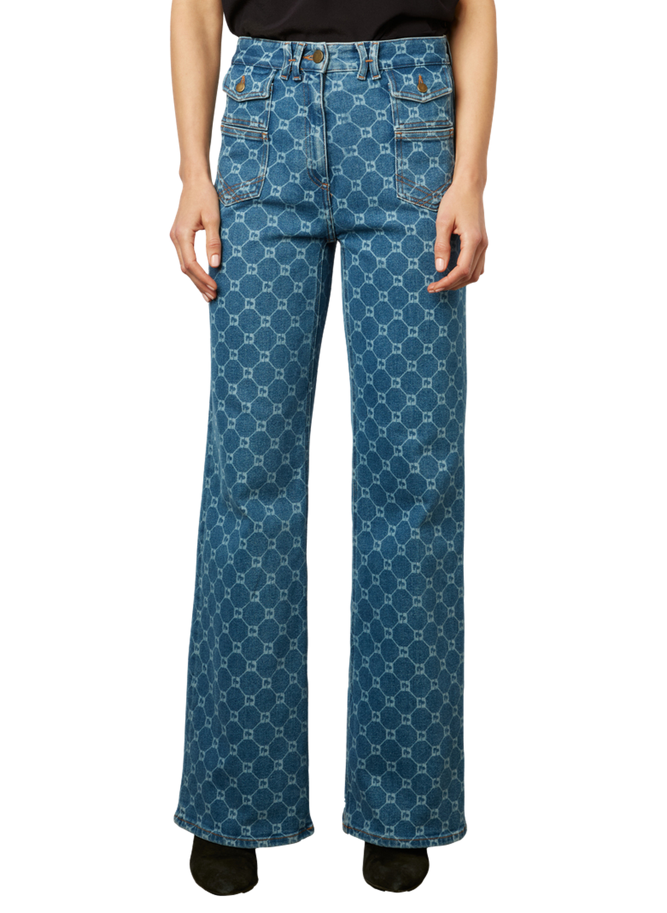 Jean flare à monogramme - anna GERARD DAREL Bleu