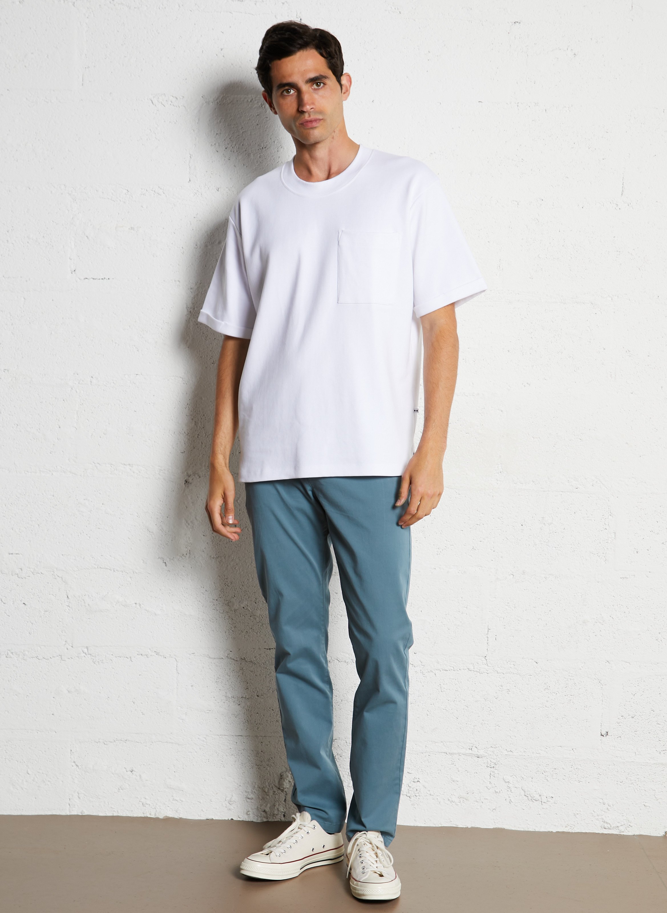 Pantalon droit en coton mélangé IKKS Bleu