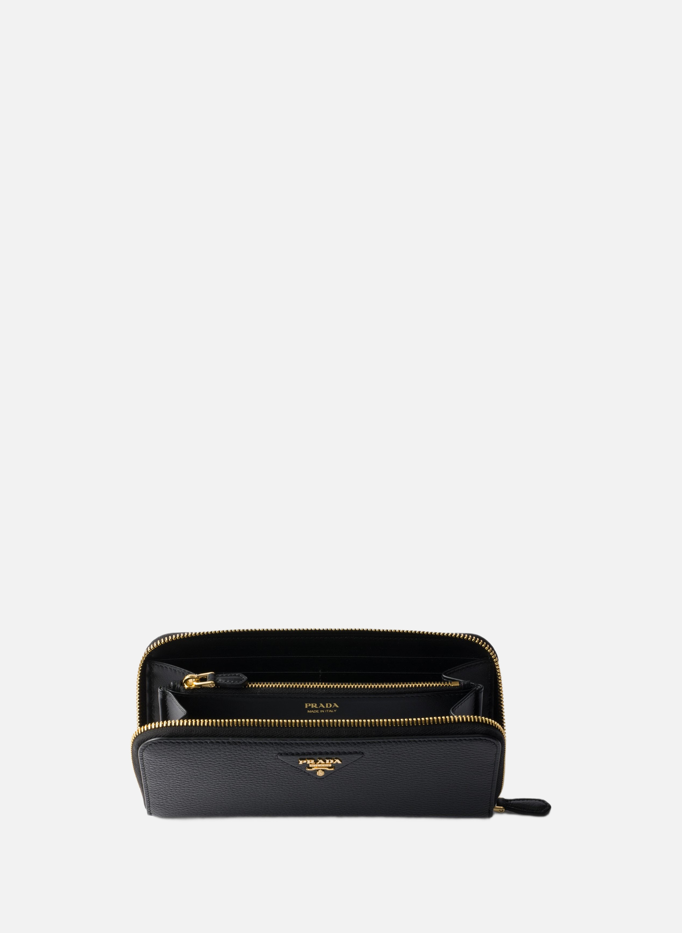Grand portefeuille en cuir PRADA Noir