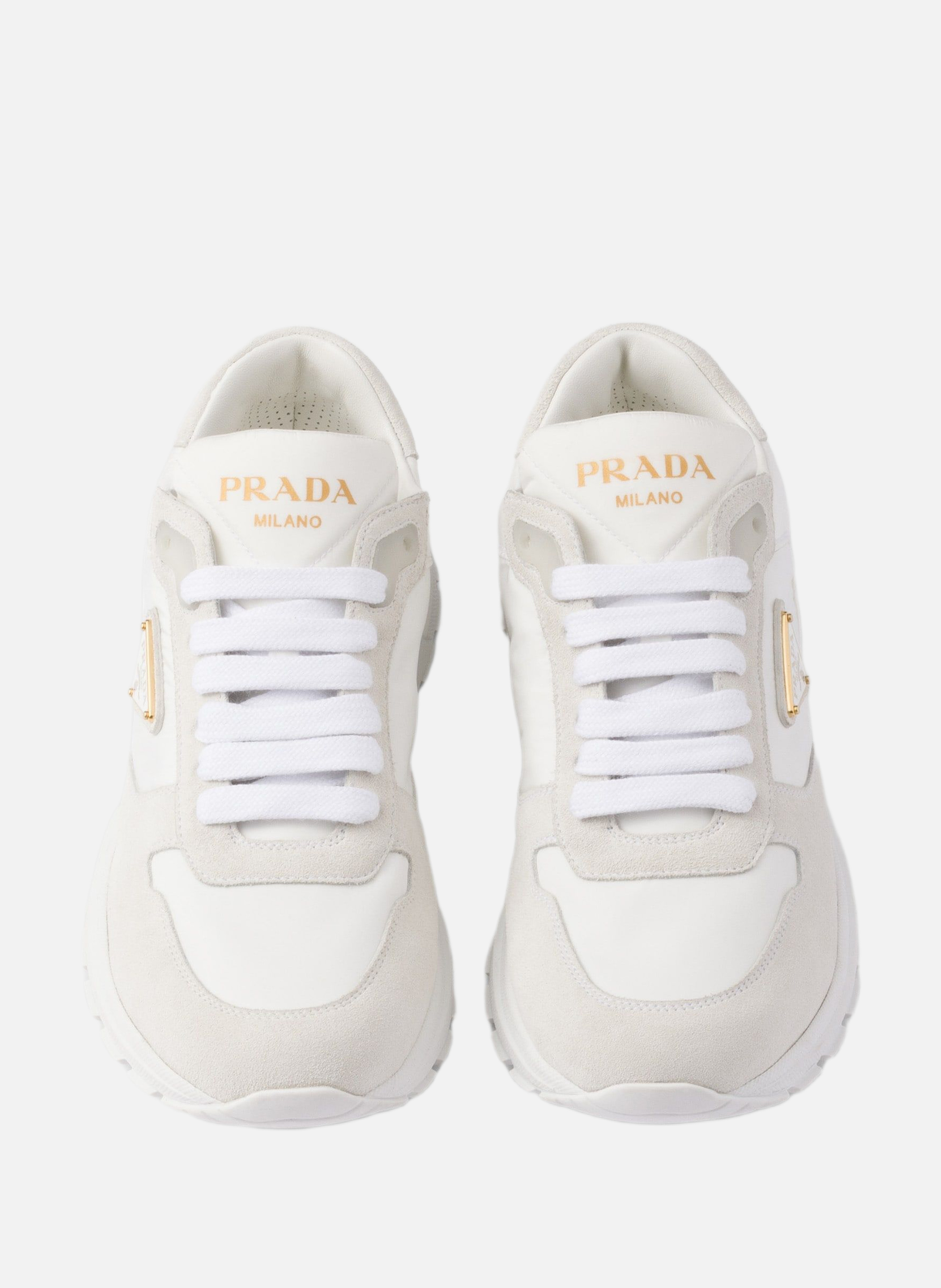 Sneakers prax 2.0 en re-nylon et veau velours PRADA Blanc