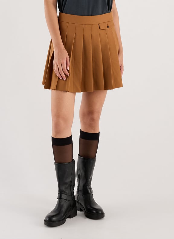 Jupe courte plissée Winnie Marron by SAISON 1865 SAISON 1865 Jupe courte plissée Winnie Marron