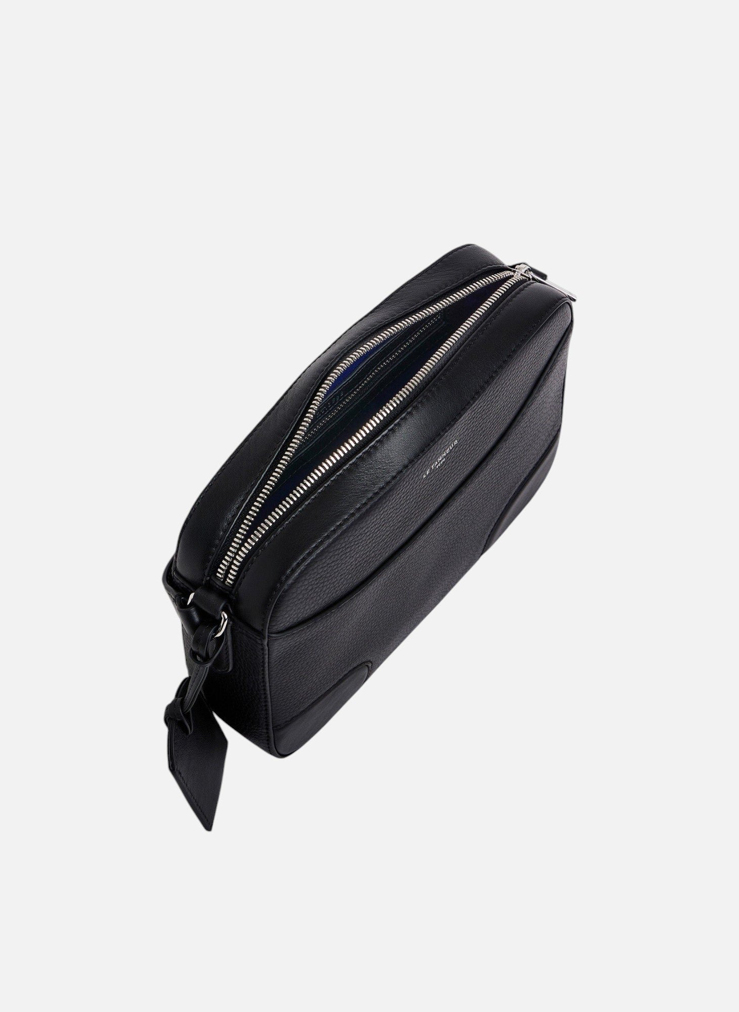 Sac bandoulière moyen modèle romy en cuir grainé et lisse LE TANNEUR Noir