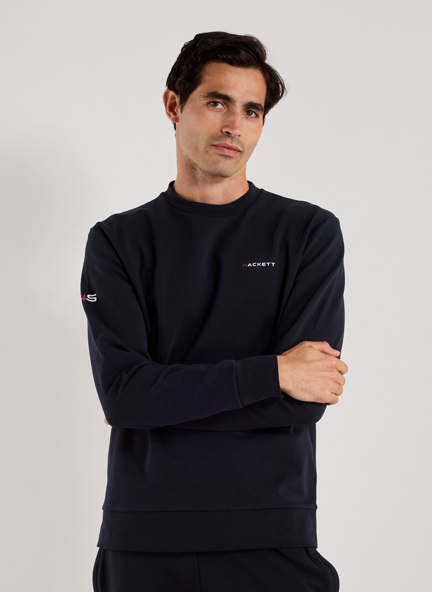 HACKETT Cotton-blend round-neck jumper Blue