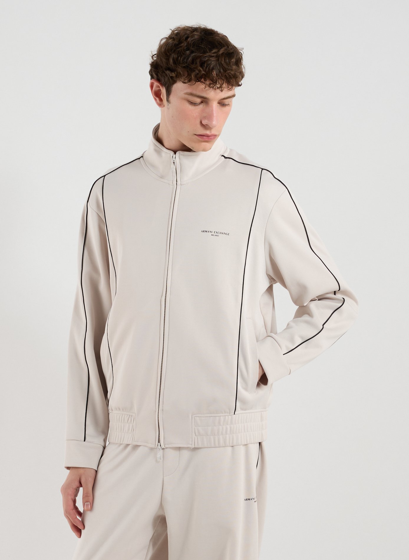 ARMANI EXCHANGE Sweatshirt col montant en coton mélangé Marron