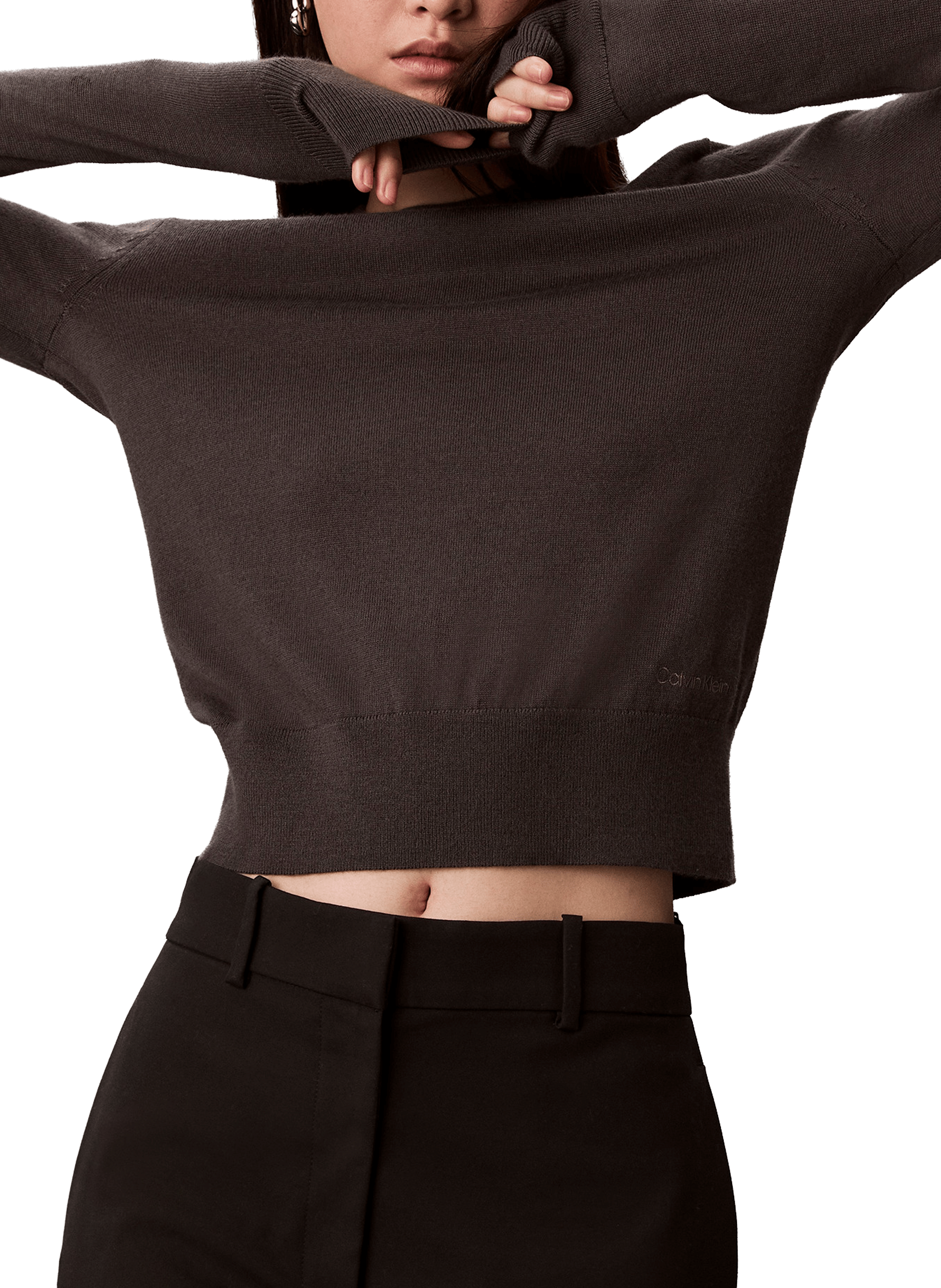 Pull en laine mélangée CALVIN KLEIN Gris