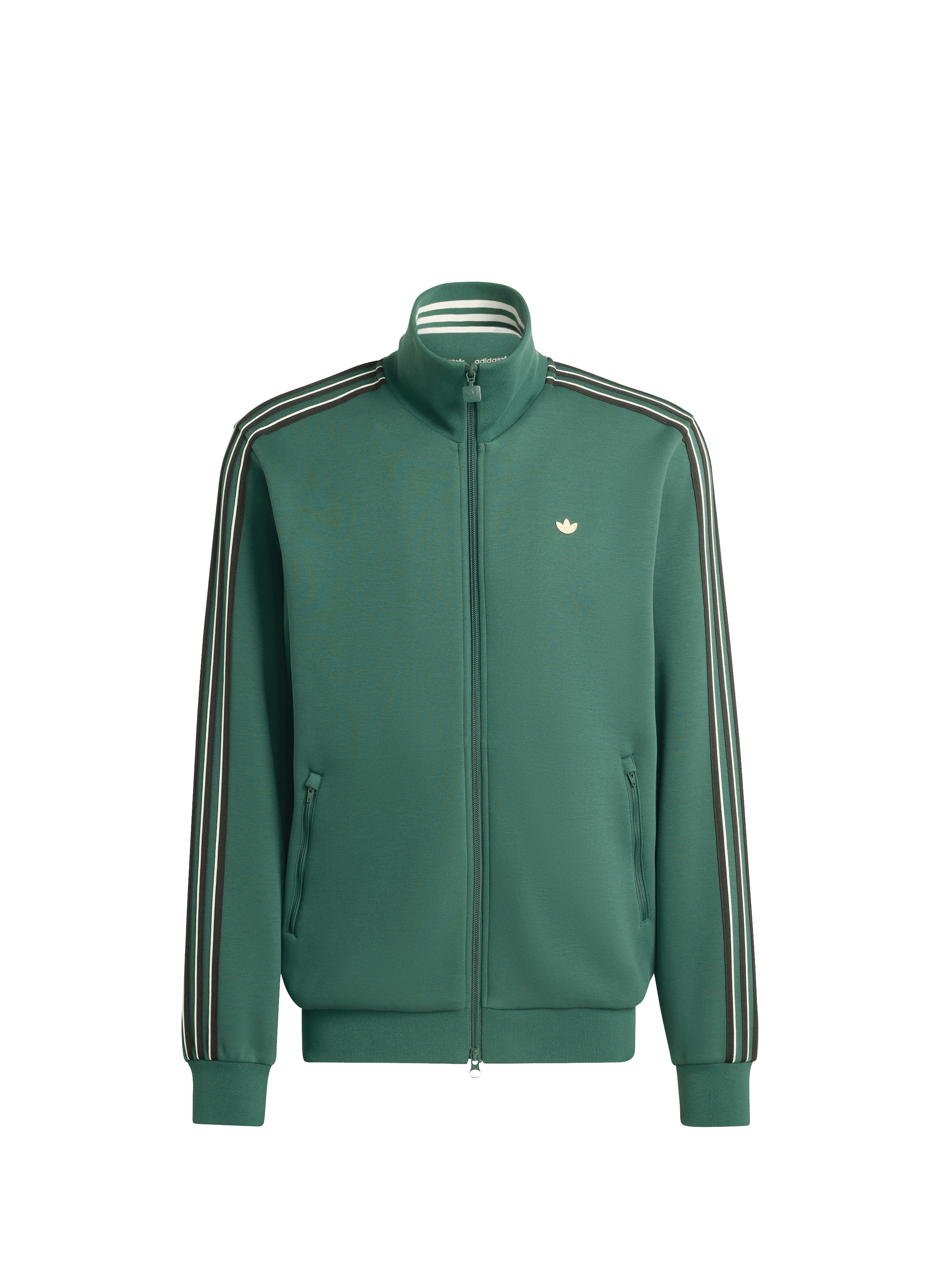 Zip-up sweatshirt with high collar and stripes ADIDAS Green