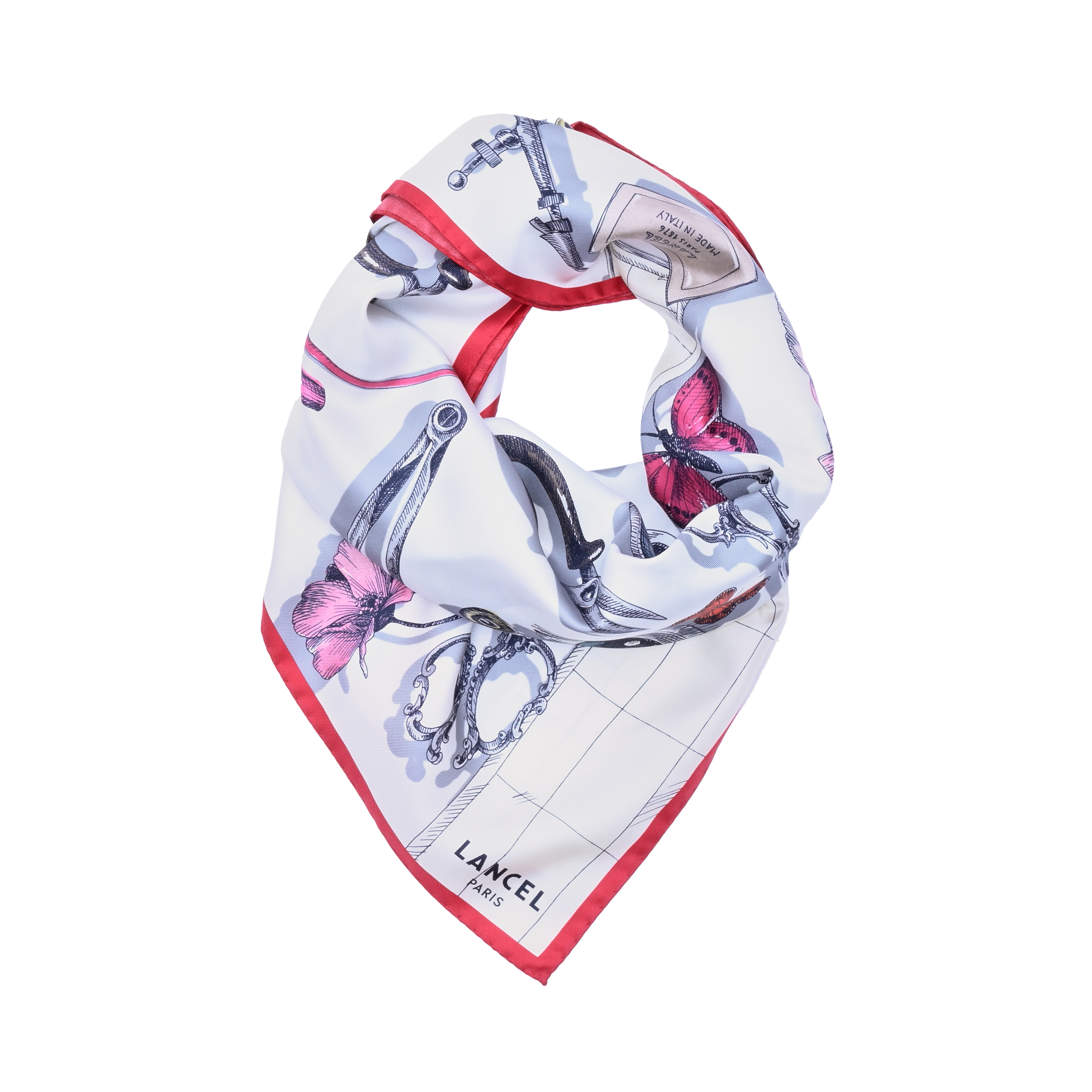 Carré de soie 90 motif savoir-faire en soie Multicolore