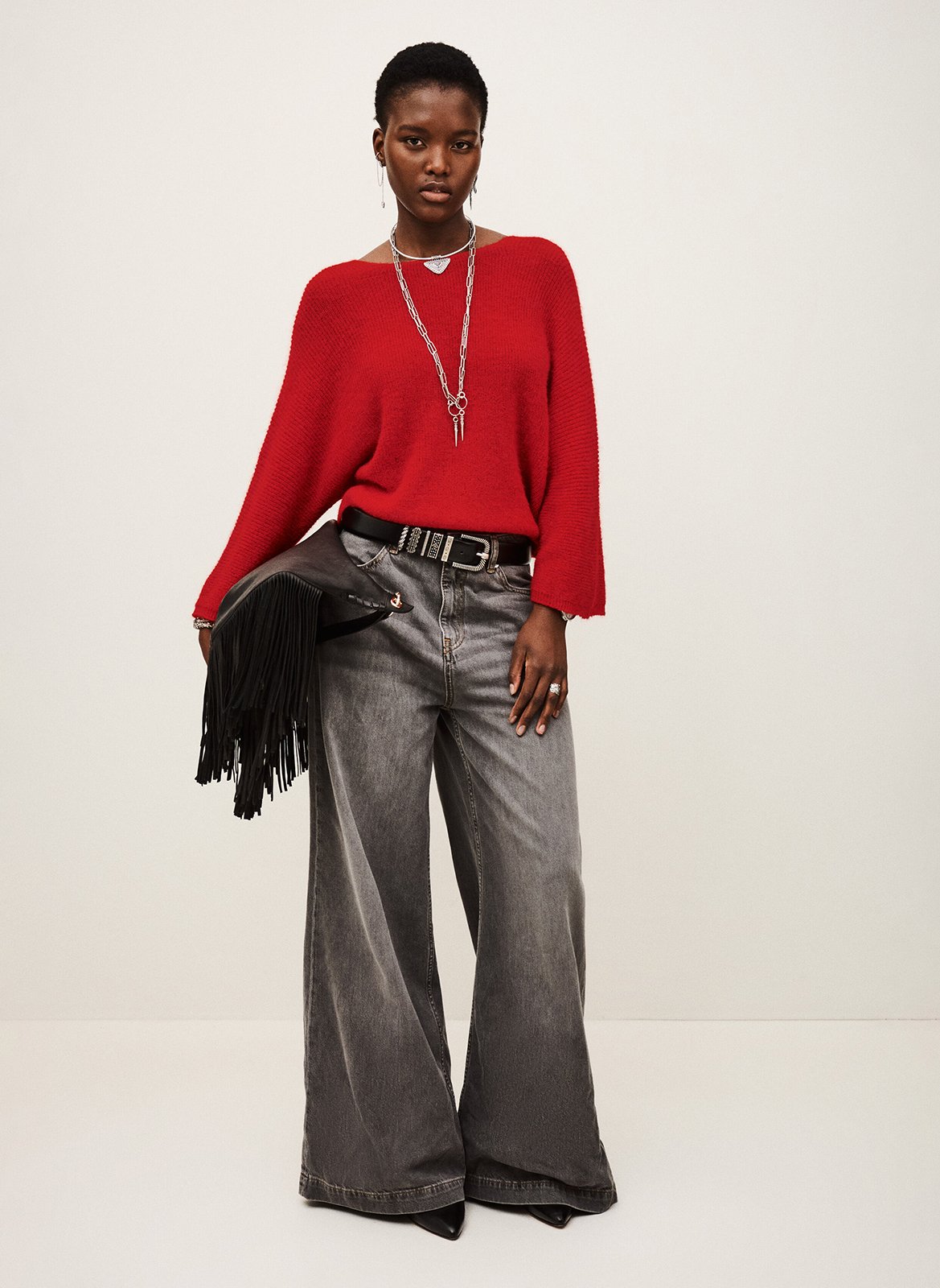 Pull droit col rond en maille isaac BA&SH Rouge