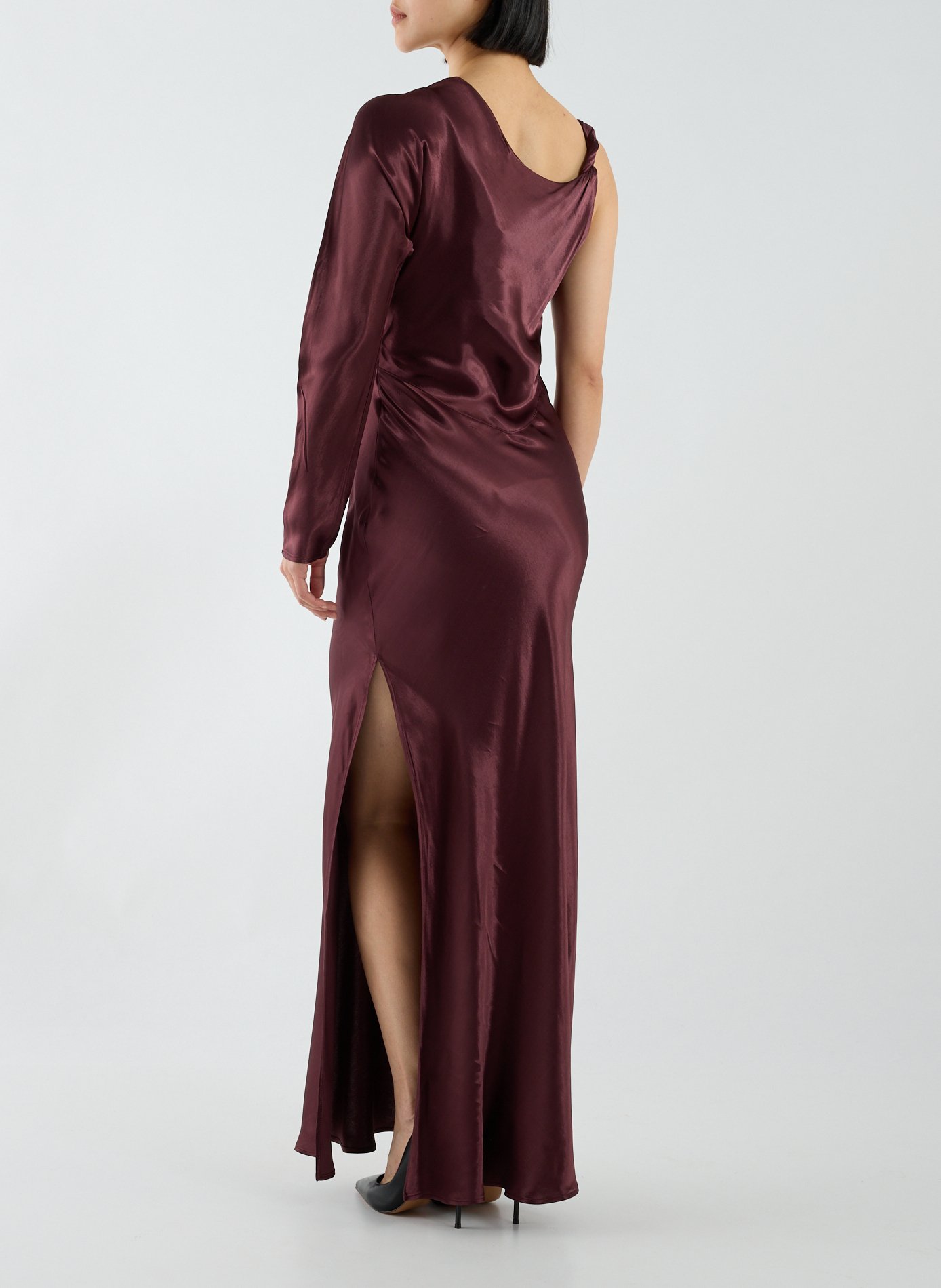 Robe longue satinée Tsivy asymétrique TOPSHOP Rouge