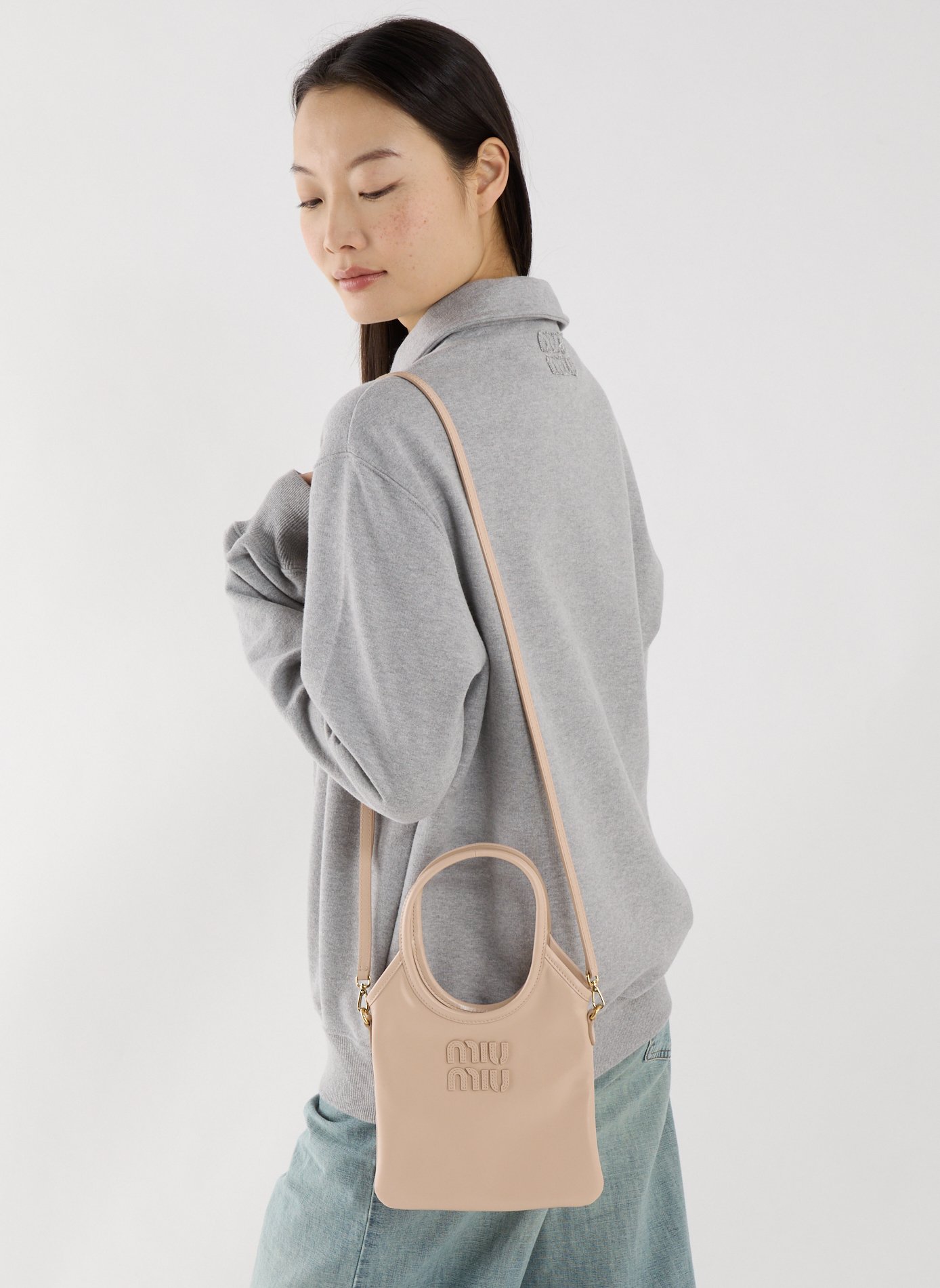 Sac à main en cuir Ivy  MIU MIU Beige