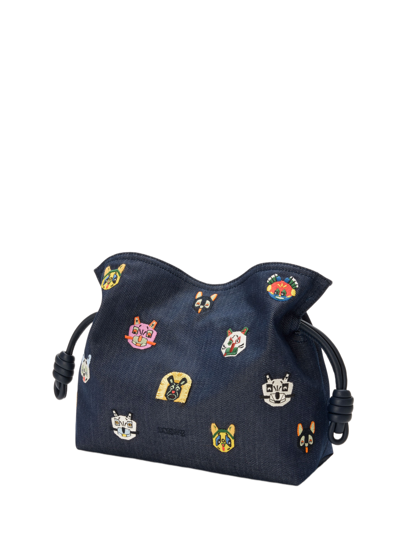 LOEWE x Louis Wain - Flamenco clutch moyen Cats en denim brodé LOEWE Bleu