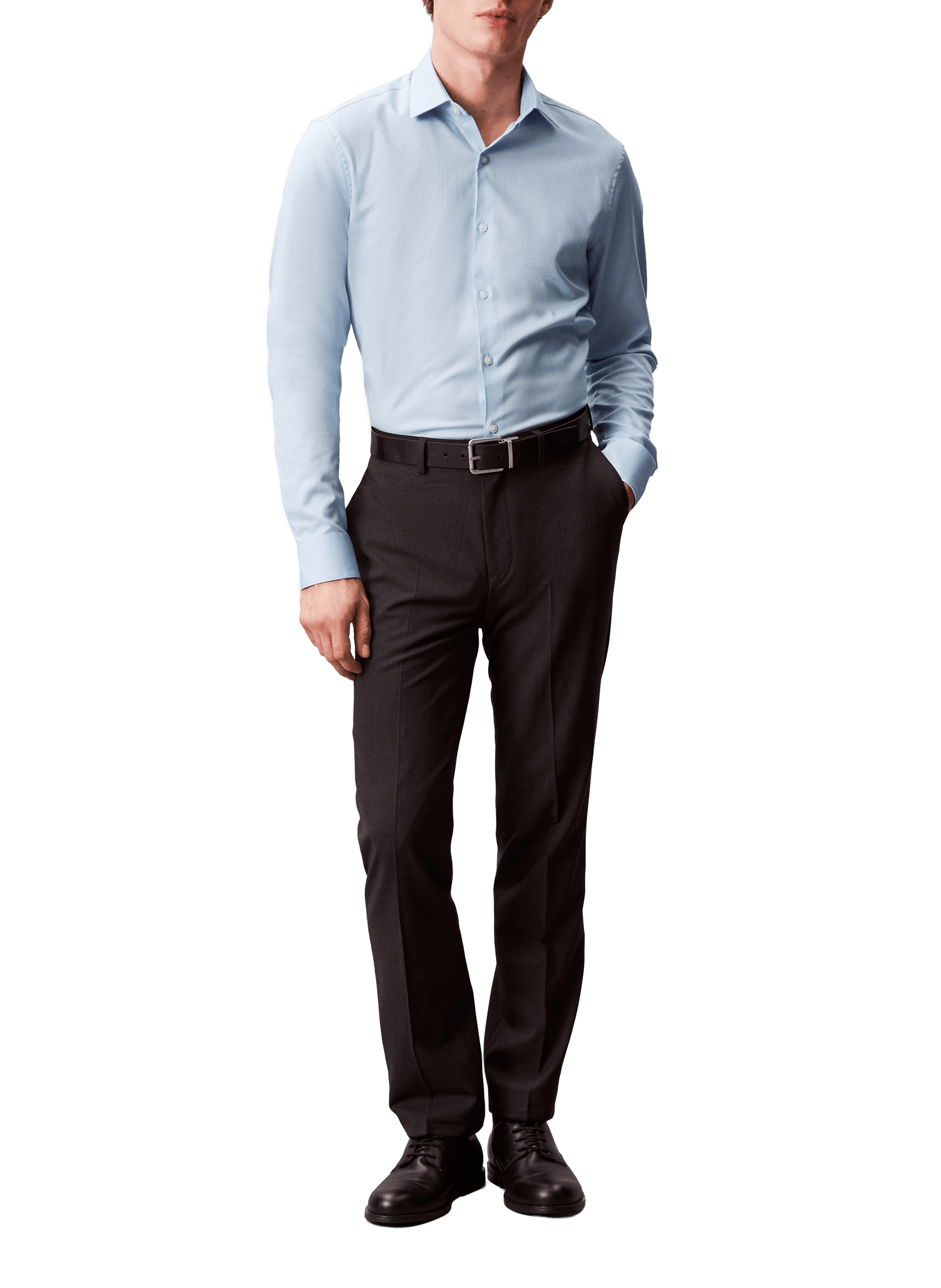 Chemise droite en coton mélangé CALVIN KLEIN Bleu