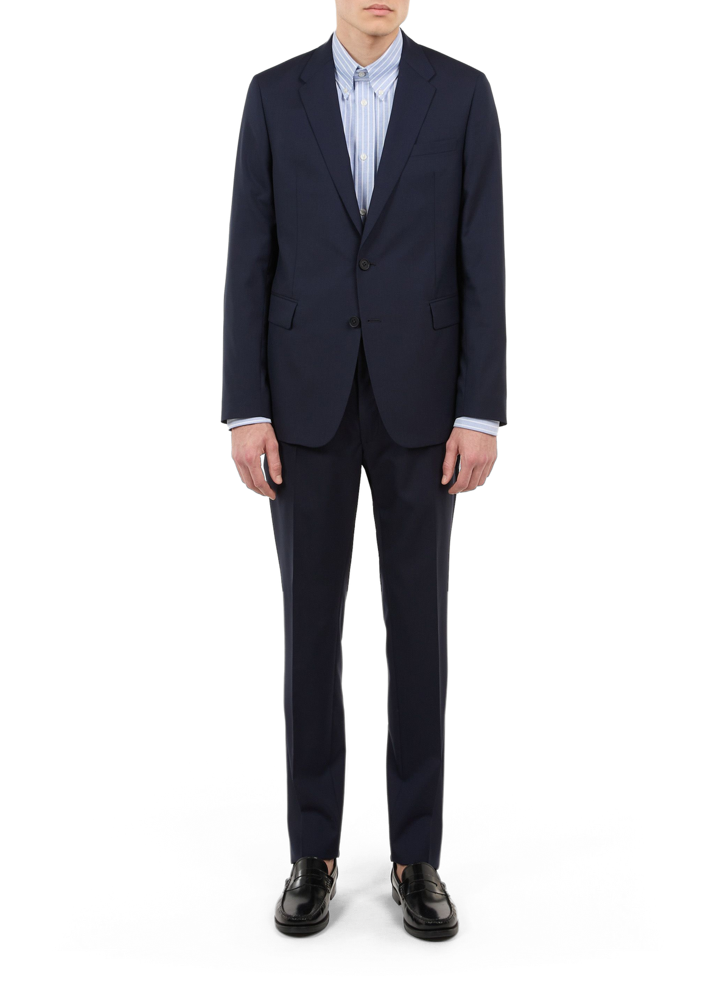 Gray American collar striped cotton shirt SAISON 1865 Blue