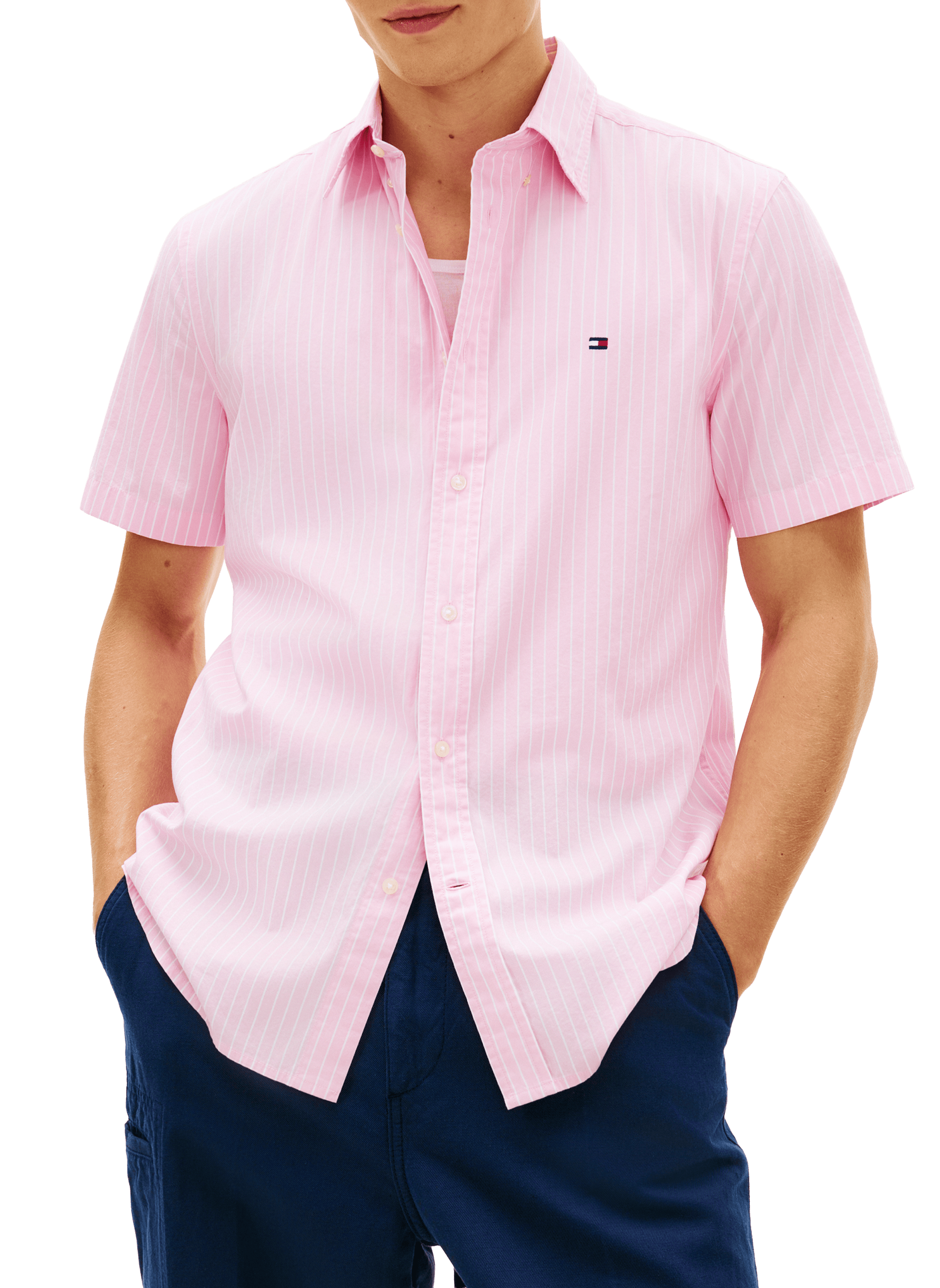 Chemise à rayures en coton TOMMY HILFIGER Rose