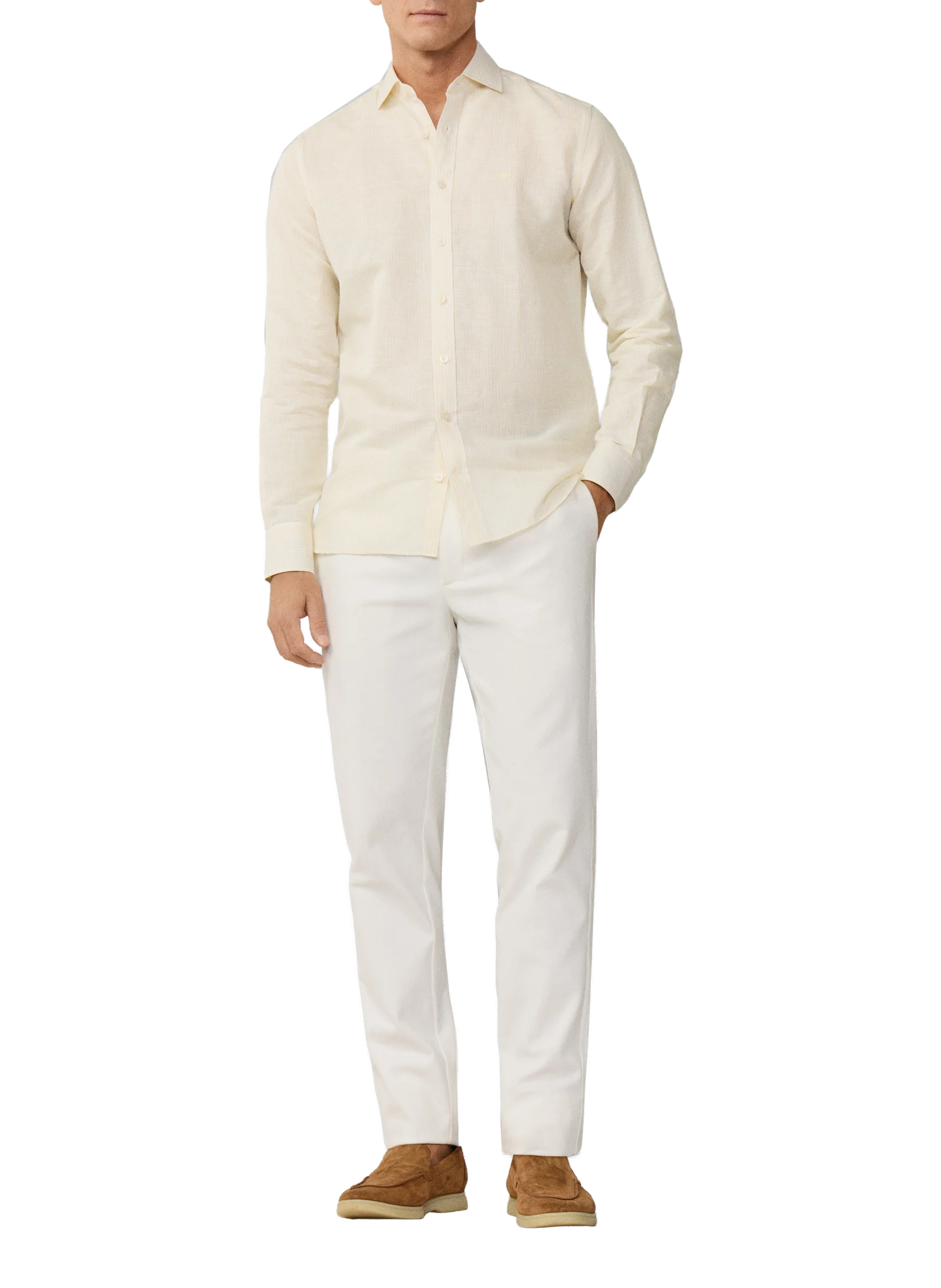 Striped linen shirt HACKETT Yellow