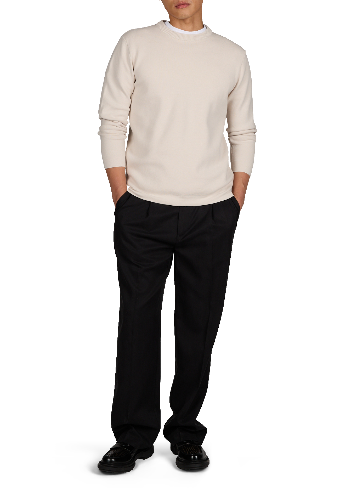 Pull uni à col rond en coton LAFAURIE Beige