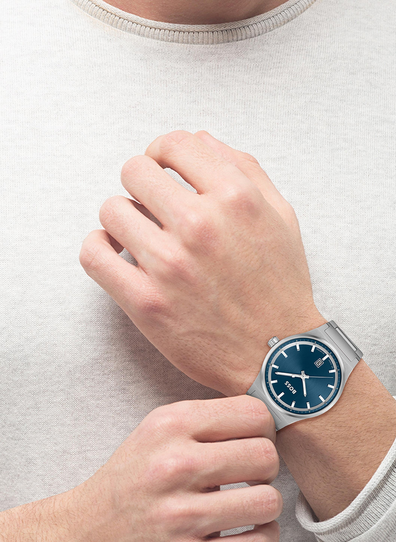 Montre quartz Candor en acier inoxydable BOSS MONTRES Bleu