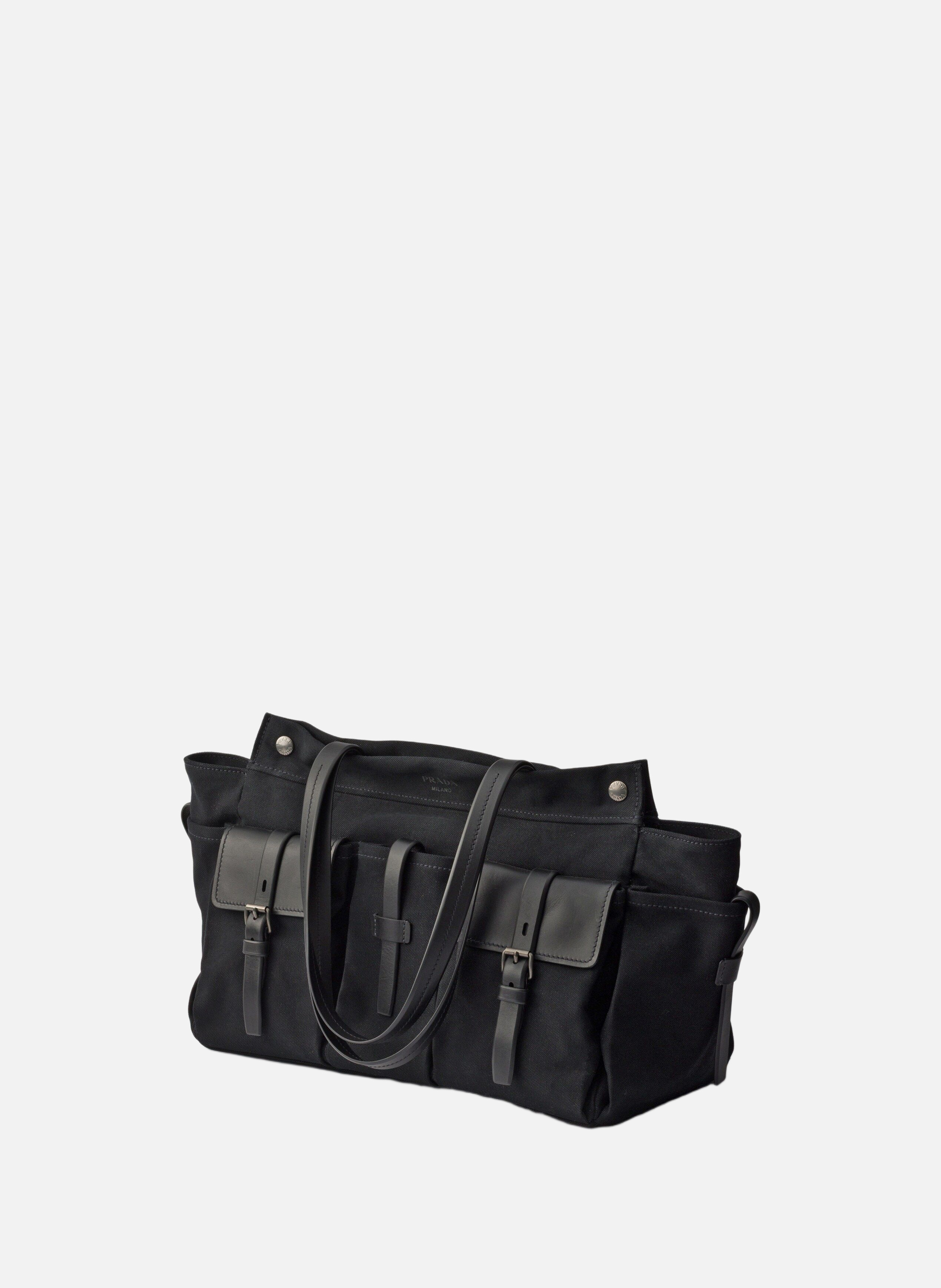 Cabas prada route en toile et cuir PRADA Noir