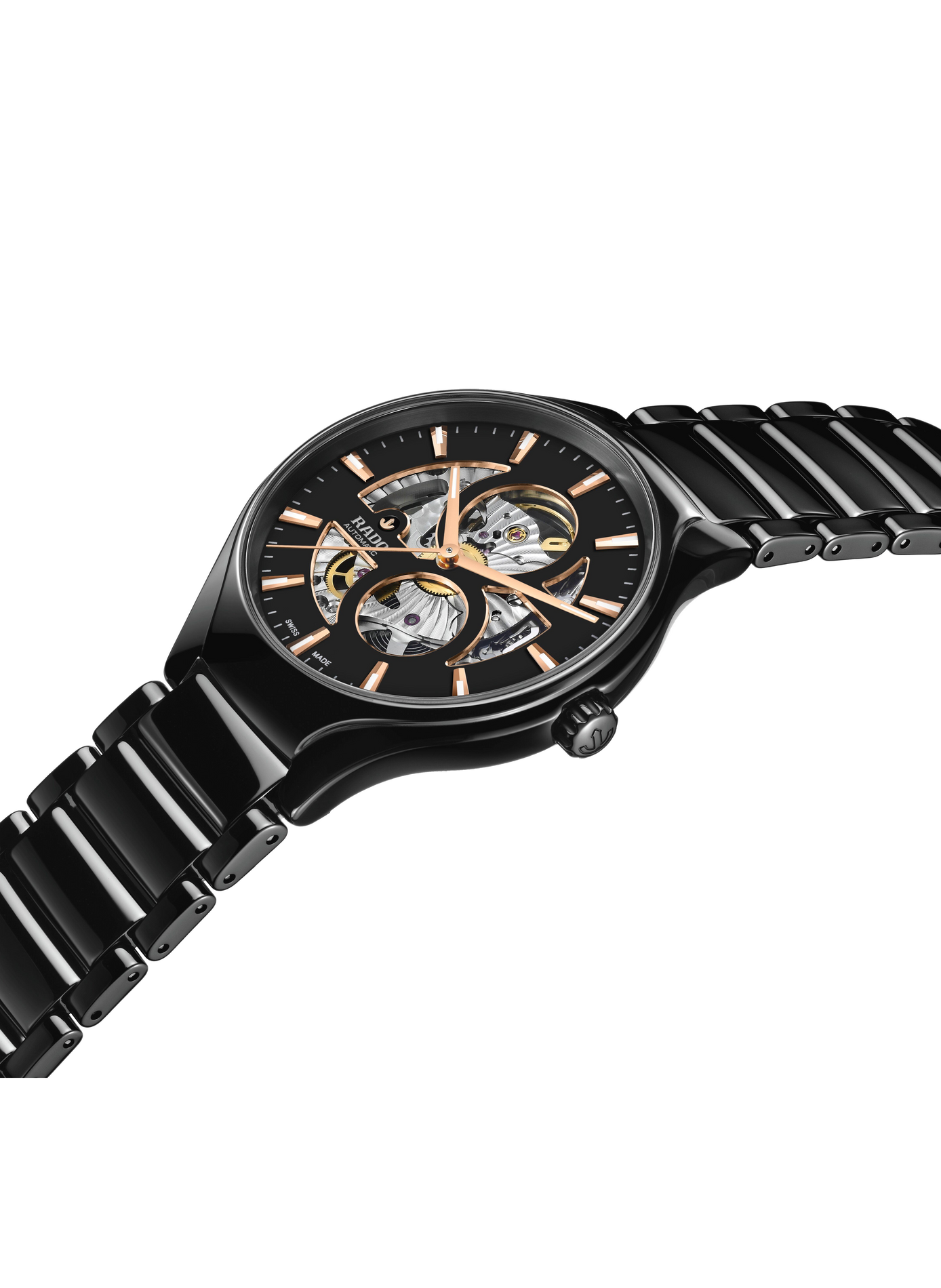 Montre automatique True Round Open Heart en céramique RADO Noir