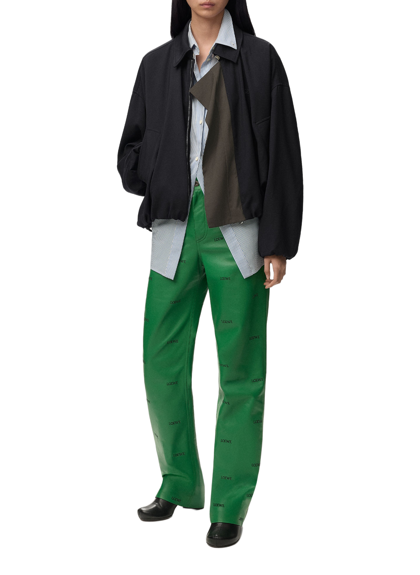 Gedrapeerde wollen gestreepte blouse LOEWE Blauw