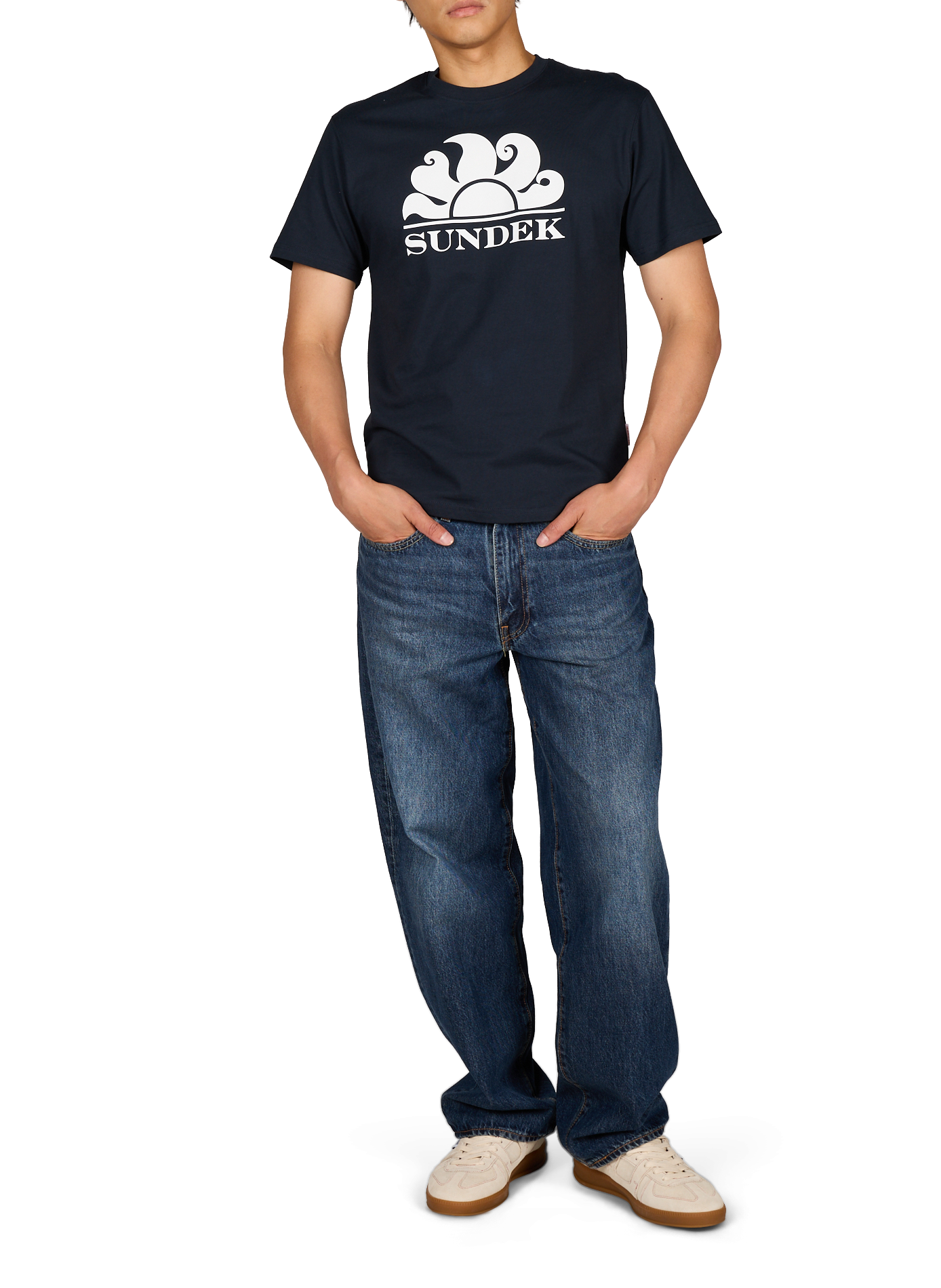 Round neck cotton t-shirt SUNDEK Blue