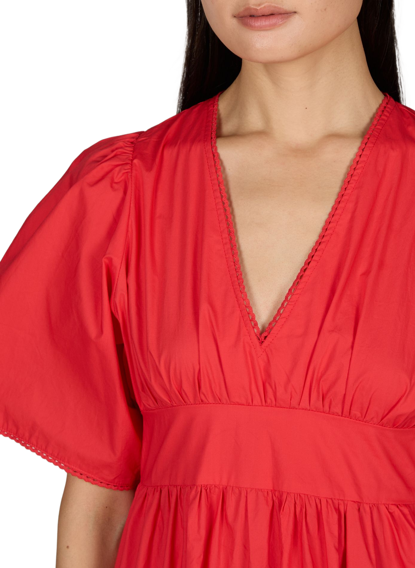Kleid Camila mit kurzen Ärmeln aus Baumwolle GARANCE Rot