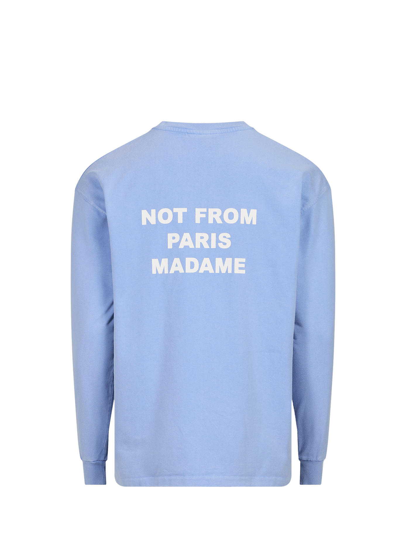 Long-sleeved T-shirt with slogan print on the back in cotton. DROLE DE MONSIEUR Blue