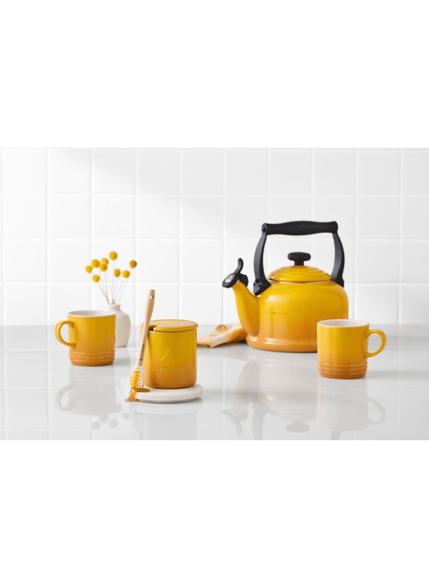 Honigtopf mit Löffel Signature aus Keramik LE CREUSET Gelb