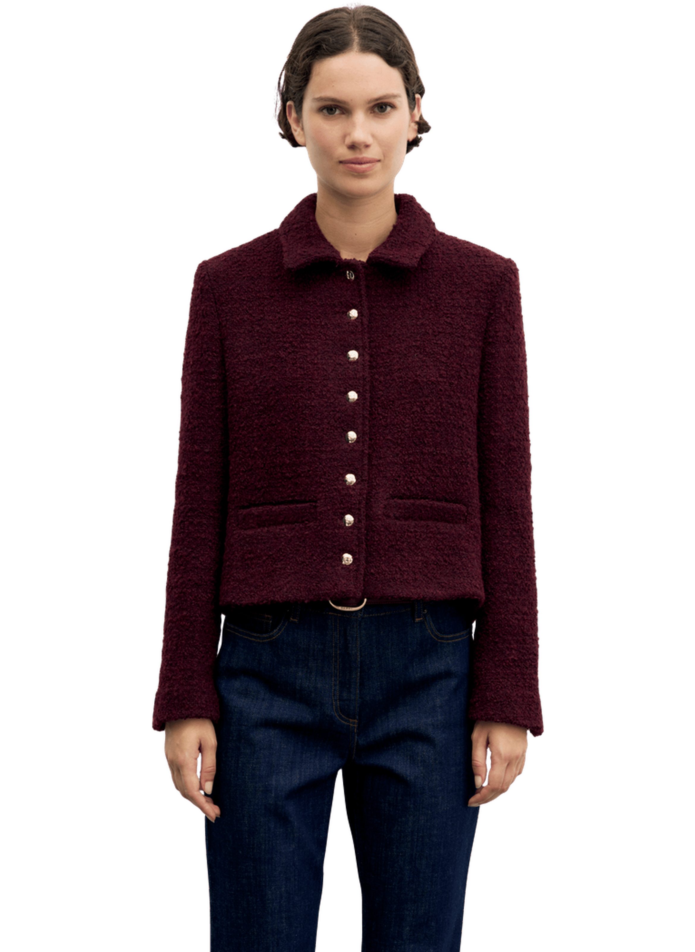 Veste en tweed à boutons dorés - julie GERARD DAREL Violet