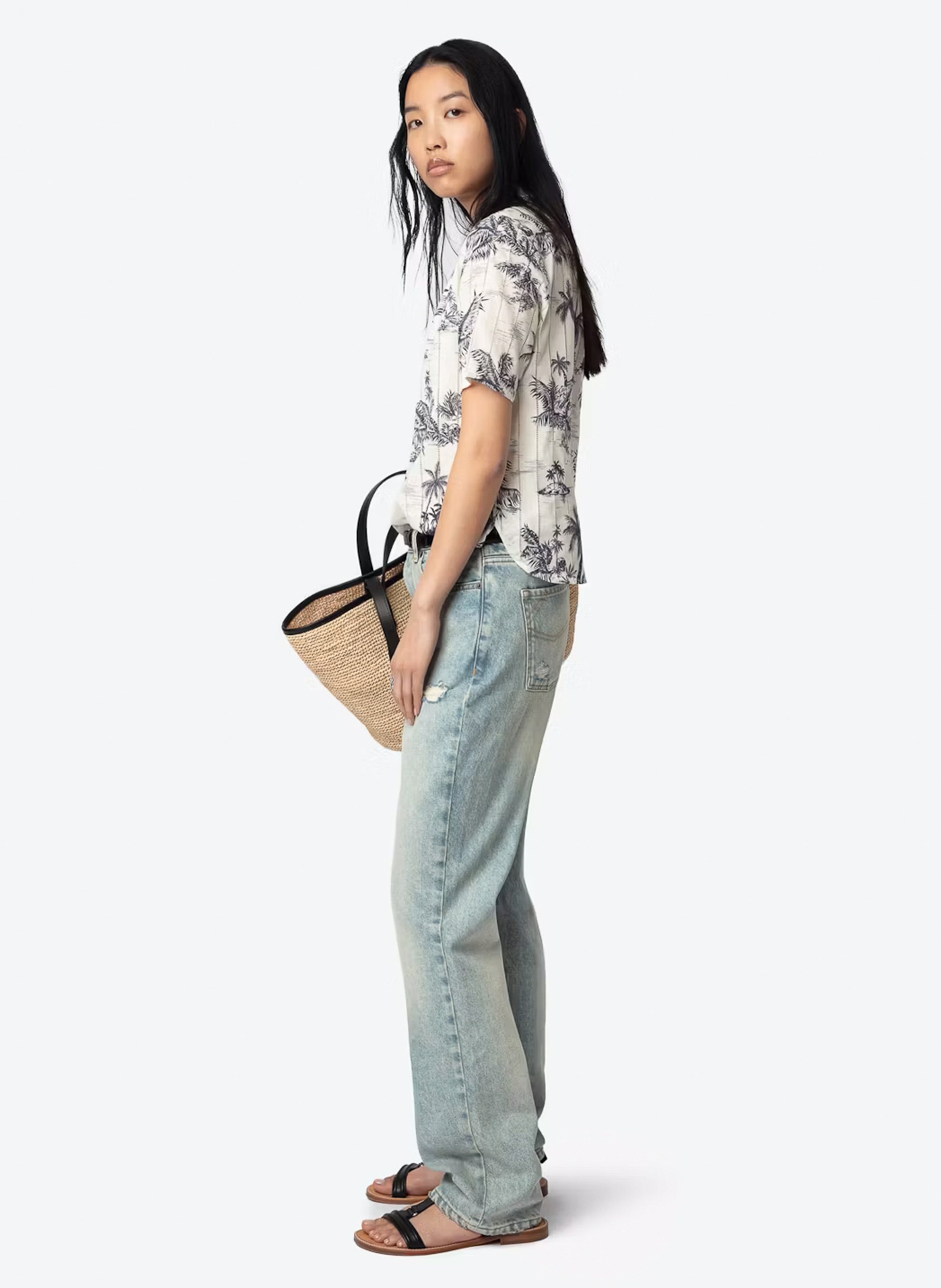 Blouse col rond en coton topher ZADIG&VOLTAIRE Beige