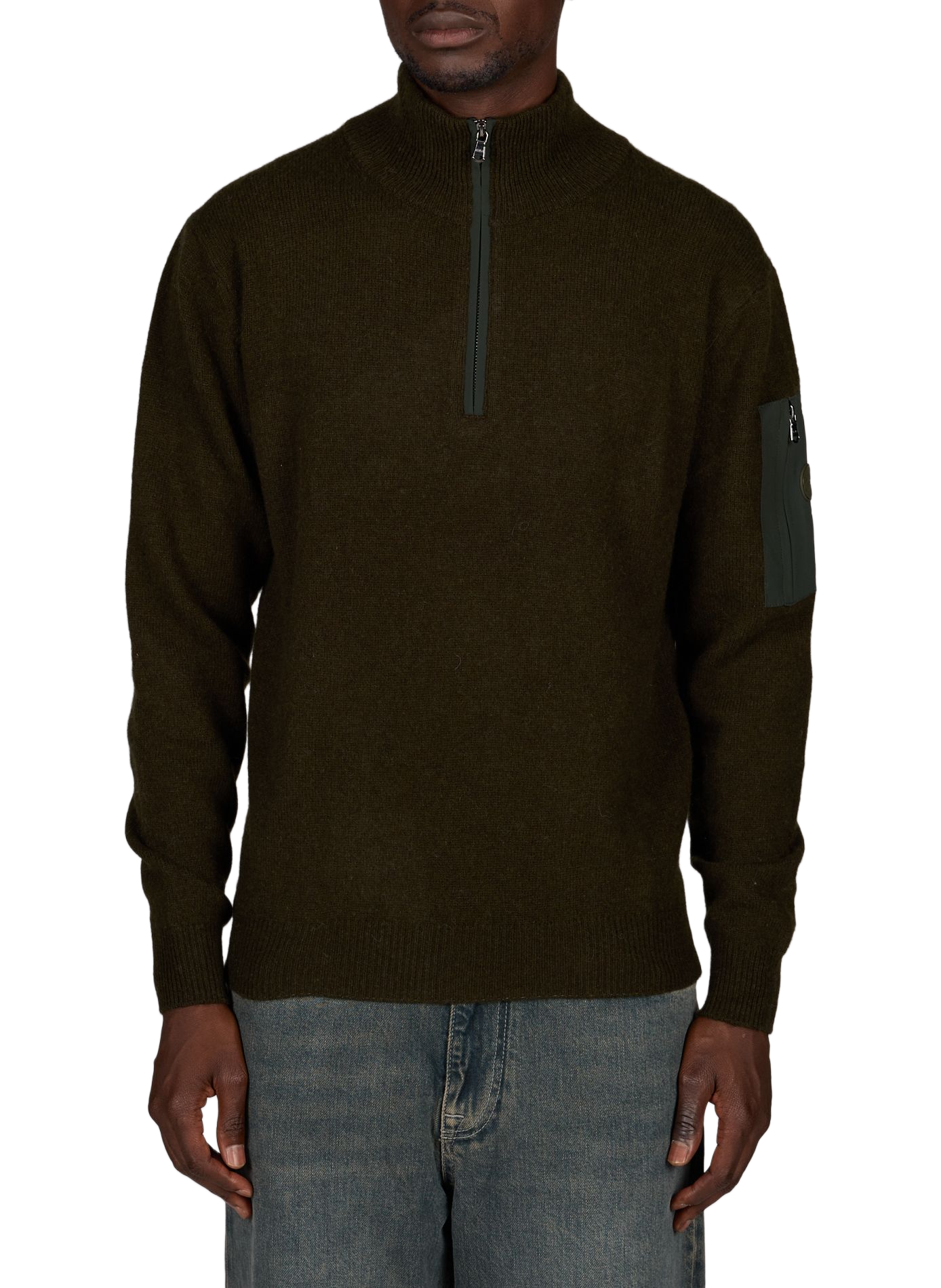 Straight wool-blend high-neck sweater 1789 CALA Khaki