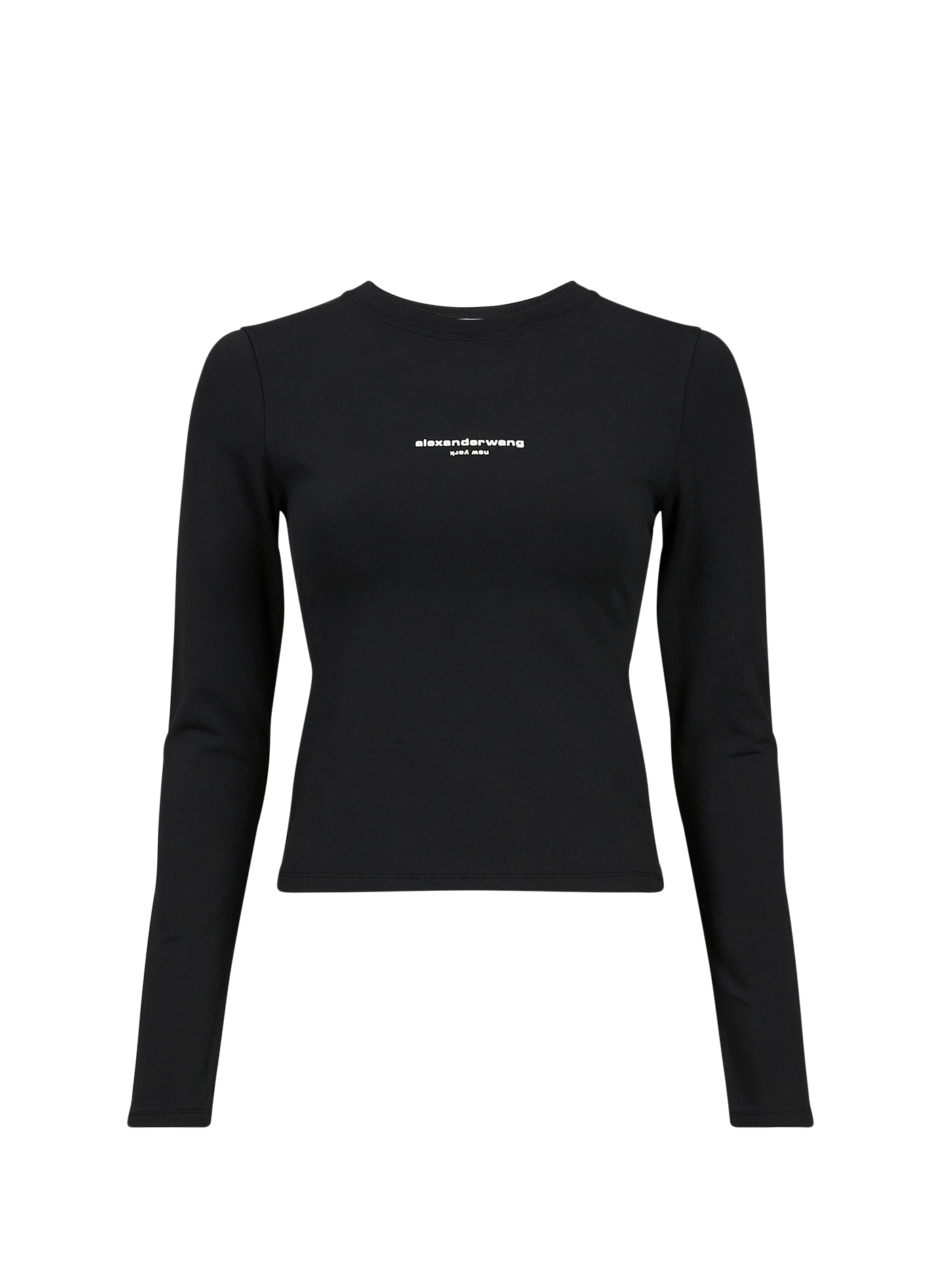 Round neck top in blended cotton with logo ALEXANDER WANG Black