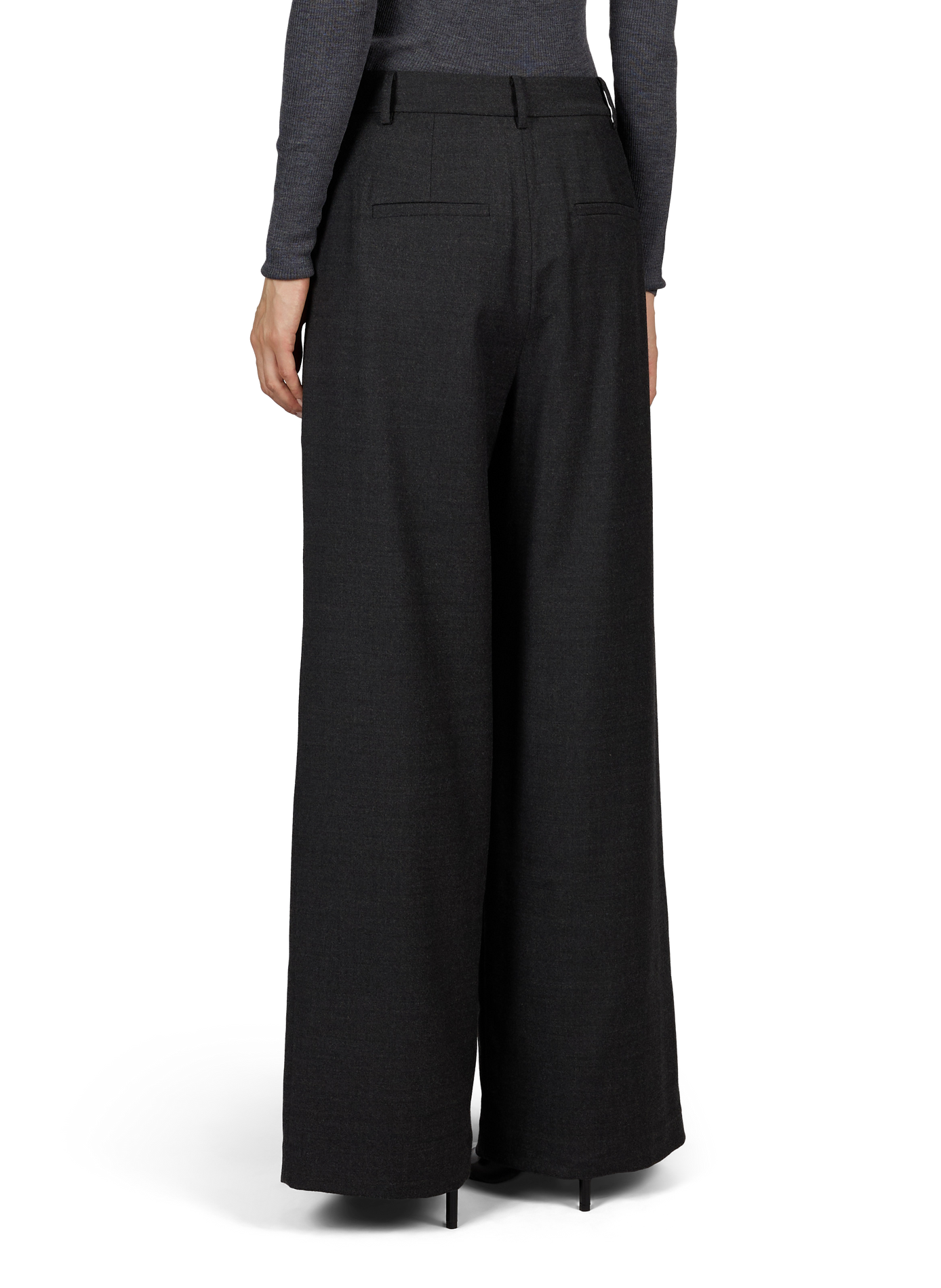 Wide-leg pleated trousers in blended wool TIBI Grey