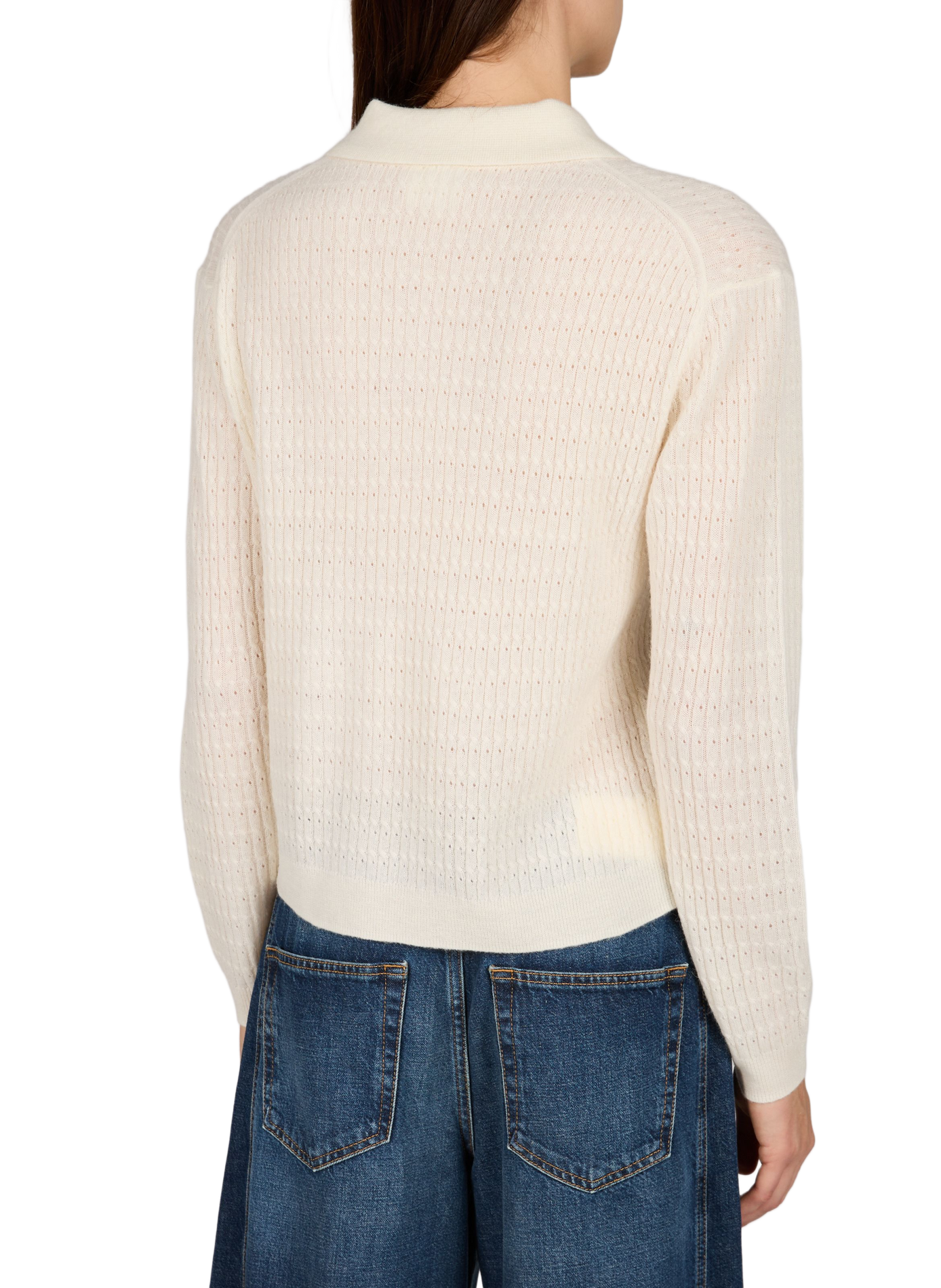 Straight fit wool blend polo collar sweater CLOSED White