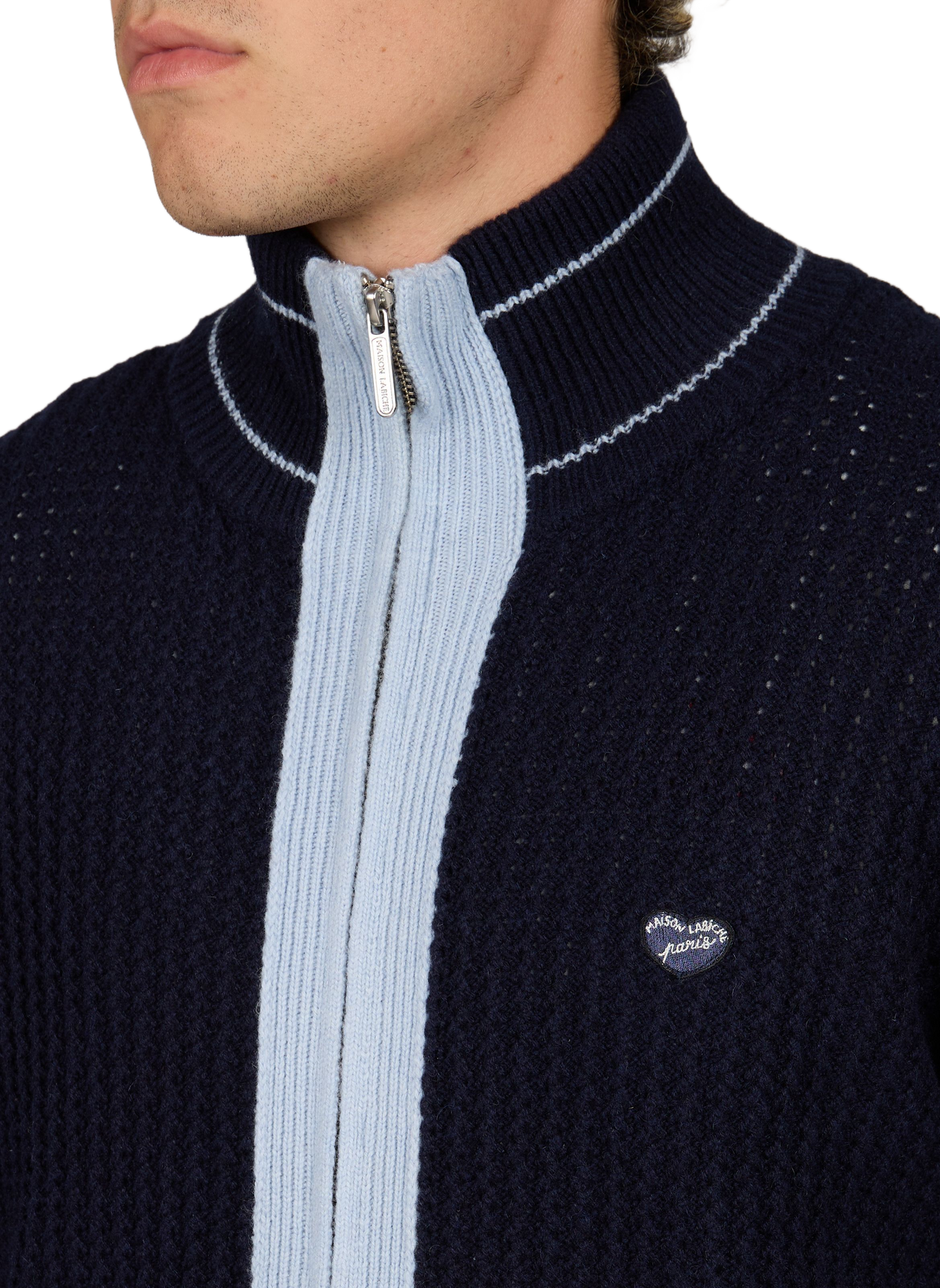 Zip-up high-neck wool vest MAISON LABICHE Blue