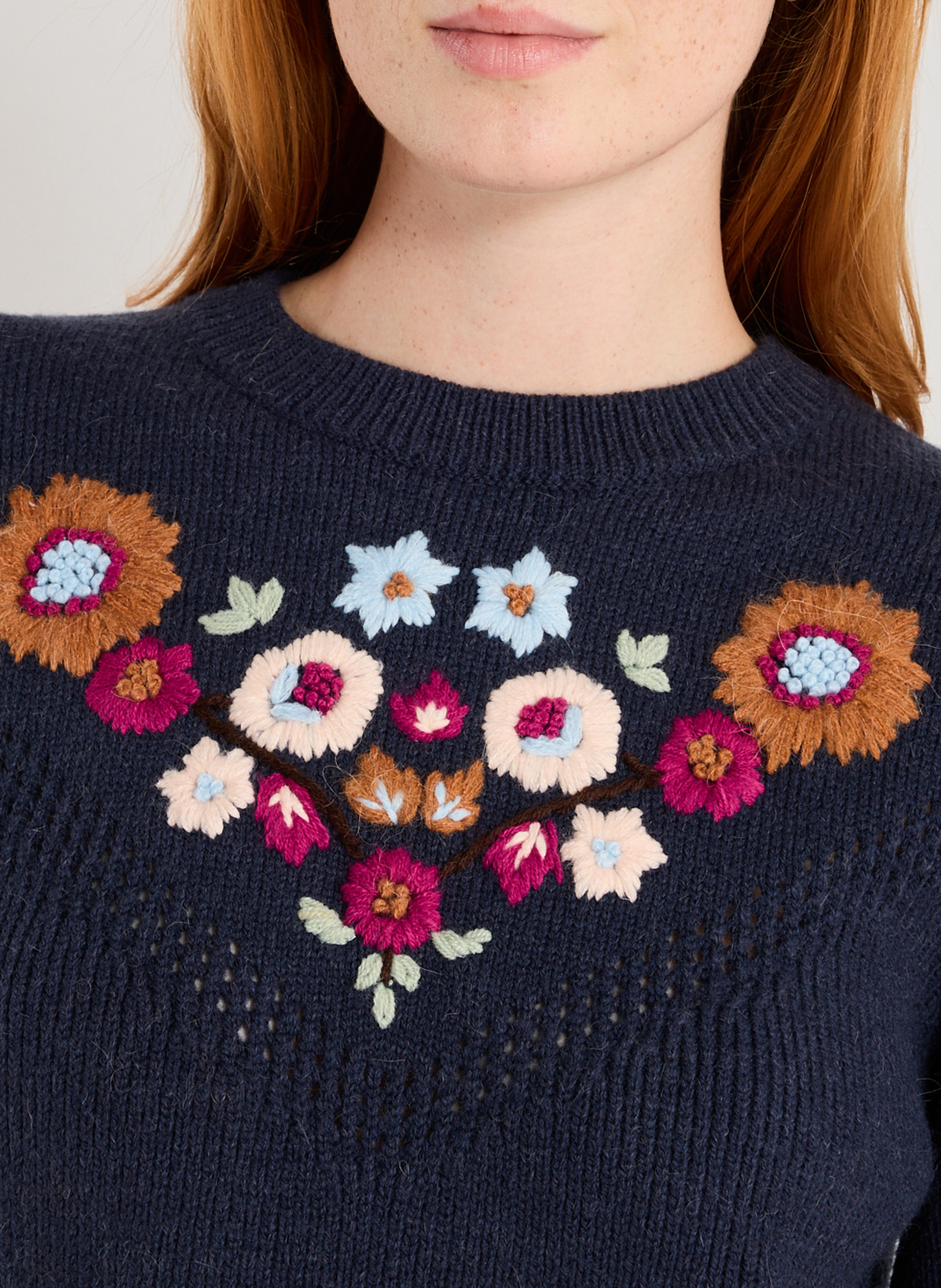 Rechte trui met geborduurde bloemen LOUISE MISHA Blauw